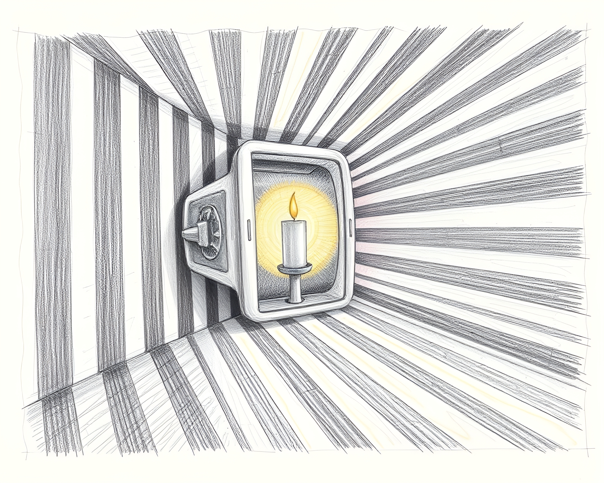 Quantum Striped Pattern Teleportation Device Sketch – free AI stock image