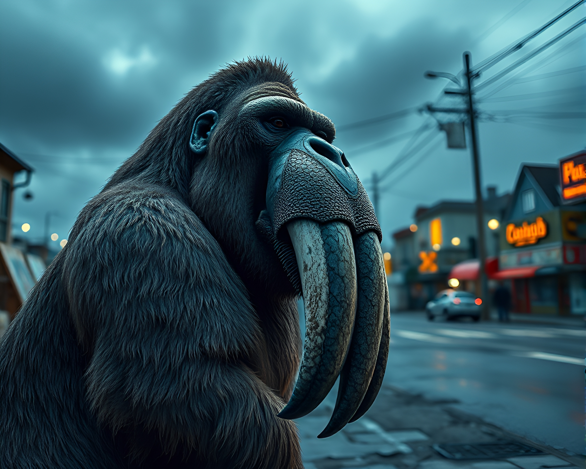 Ambient Occlusion Walrus Graffiti in Photorealistic Style – free AI stock image