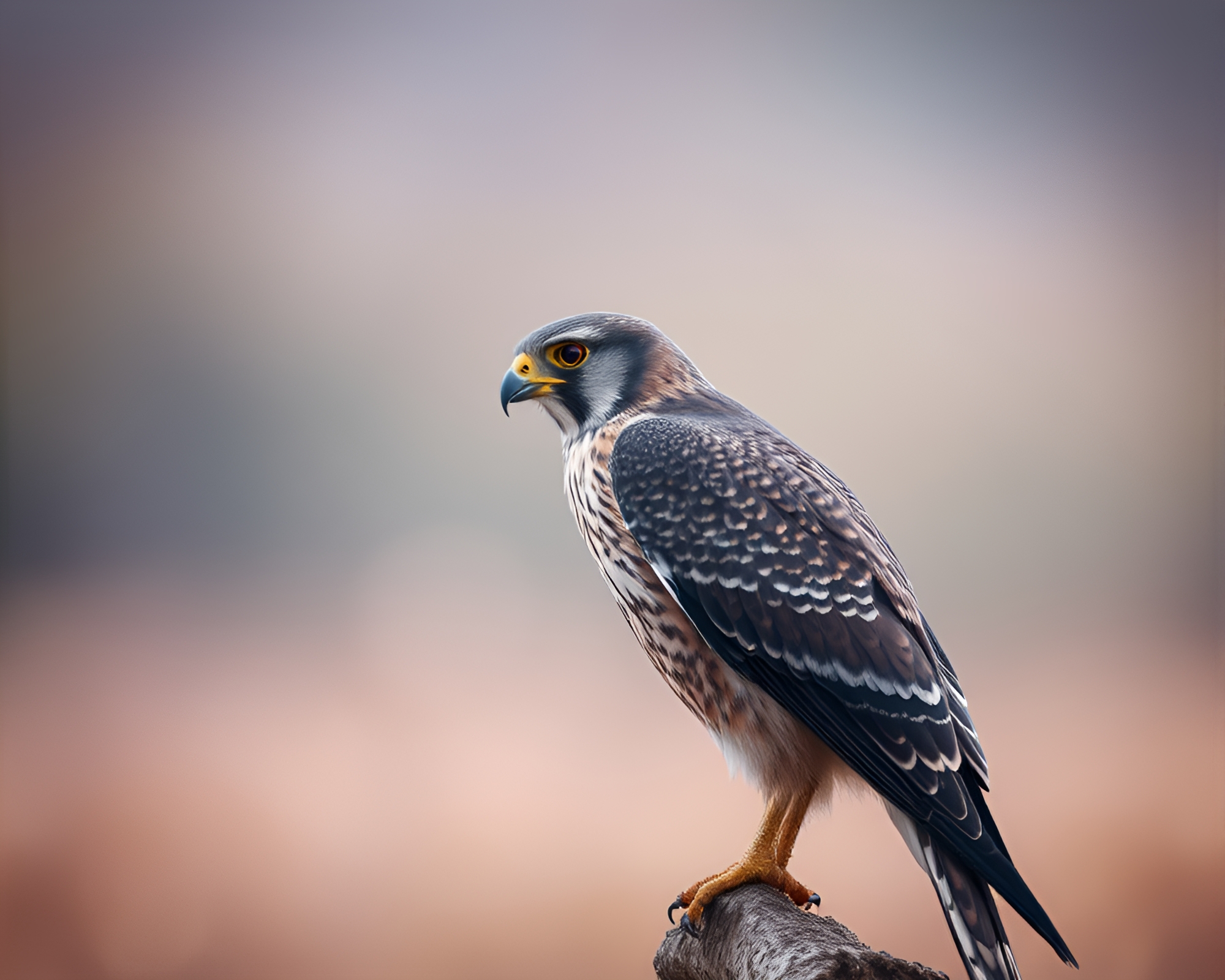 Enchanting Falcon in Soft Bokeh Forest – free AI stock image