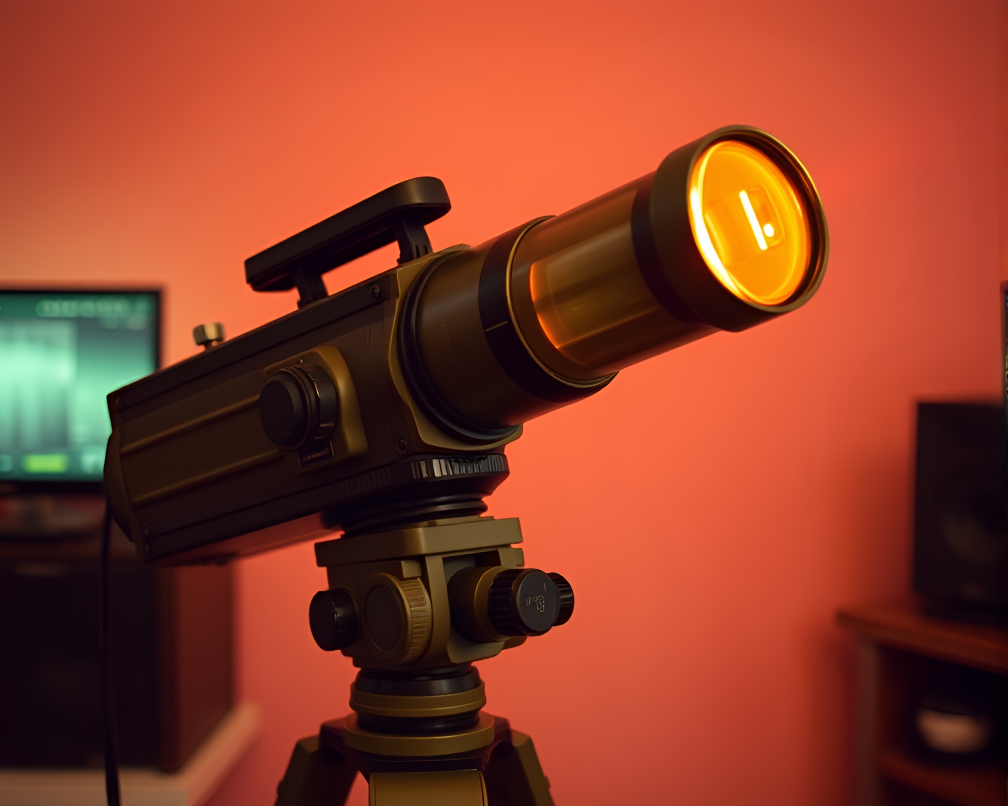 Vintage Telescope with Fiber Optics in Olive Drab Style – free AI stock image
