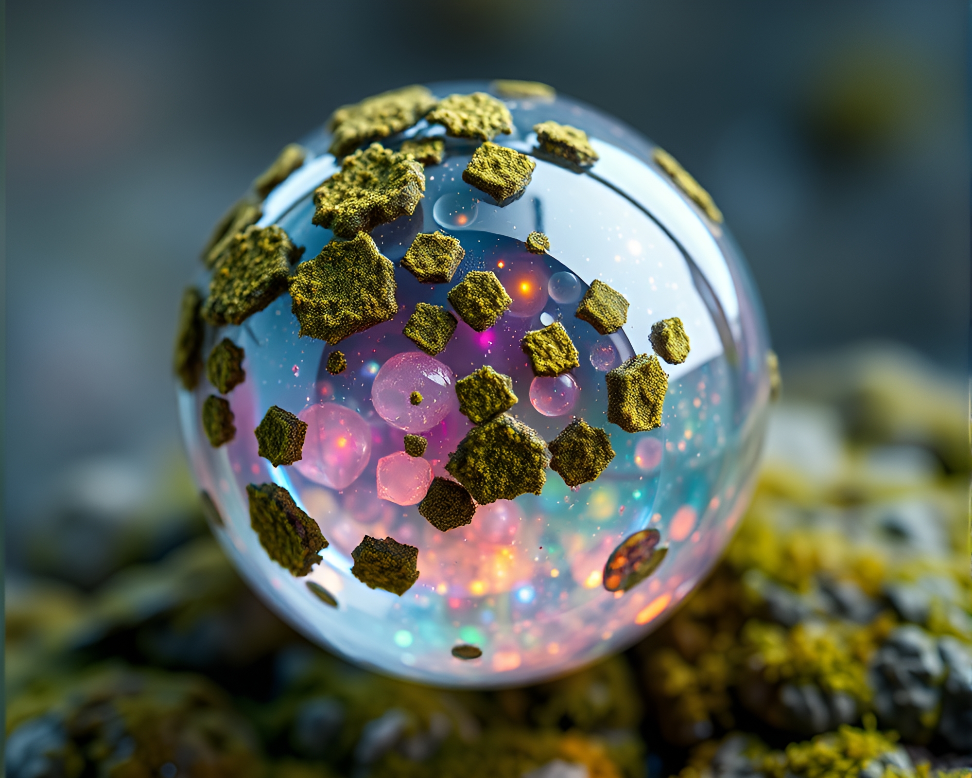 Lichen Texture Glass Orb Galaxy High-Poly Art – free AI stock image