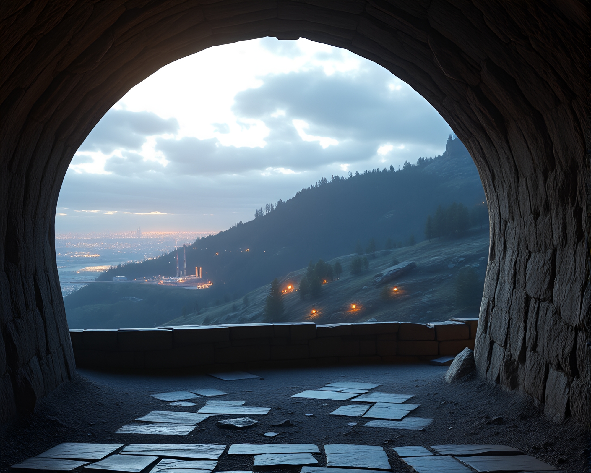 Eerie Wireframe Underground Bunker Panorama – free AI stock image