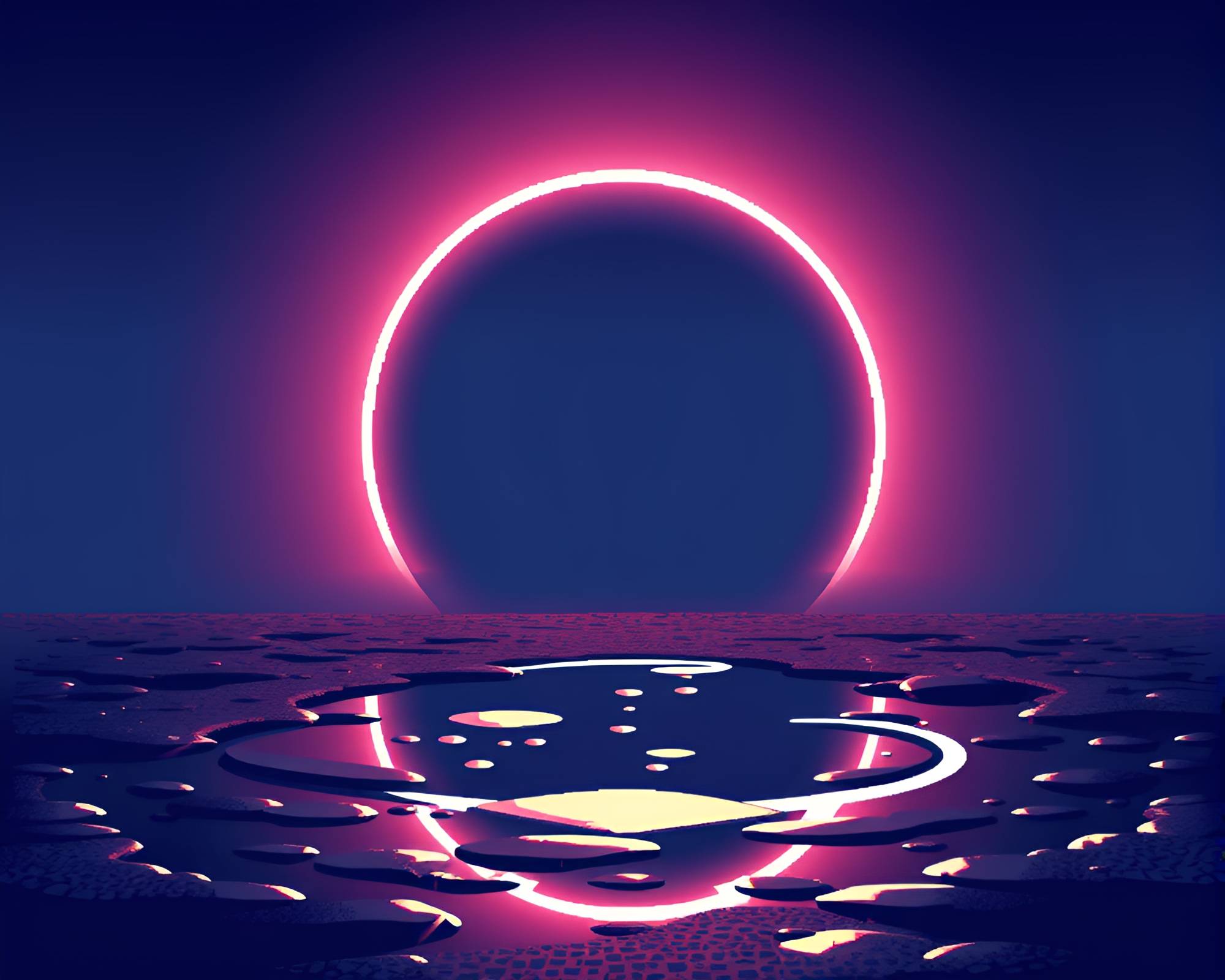 Eclipse Shadow Satin Ribbon Puddle Reflection – free AI stock image