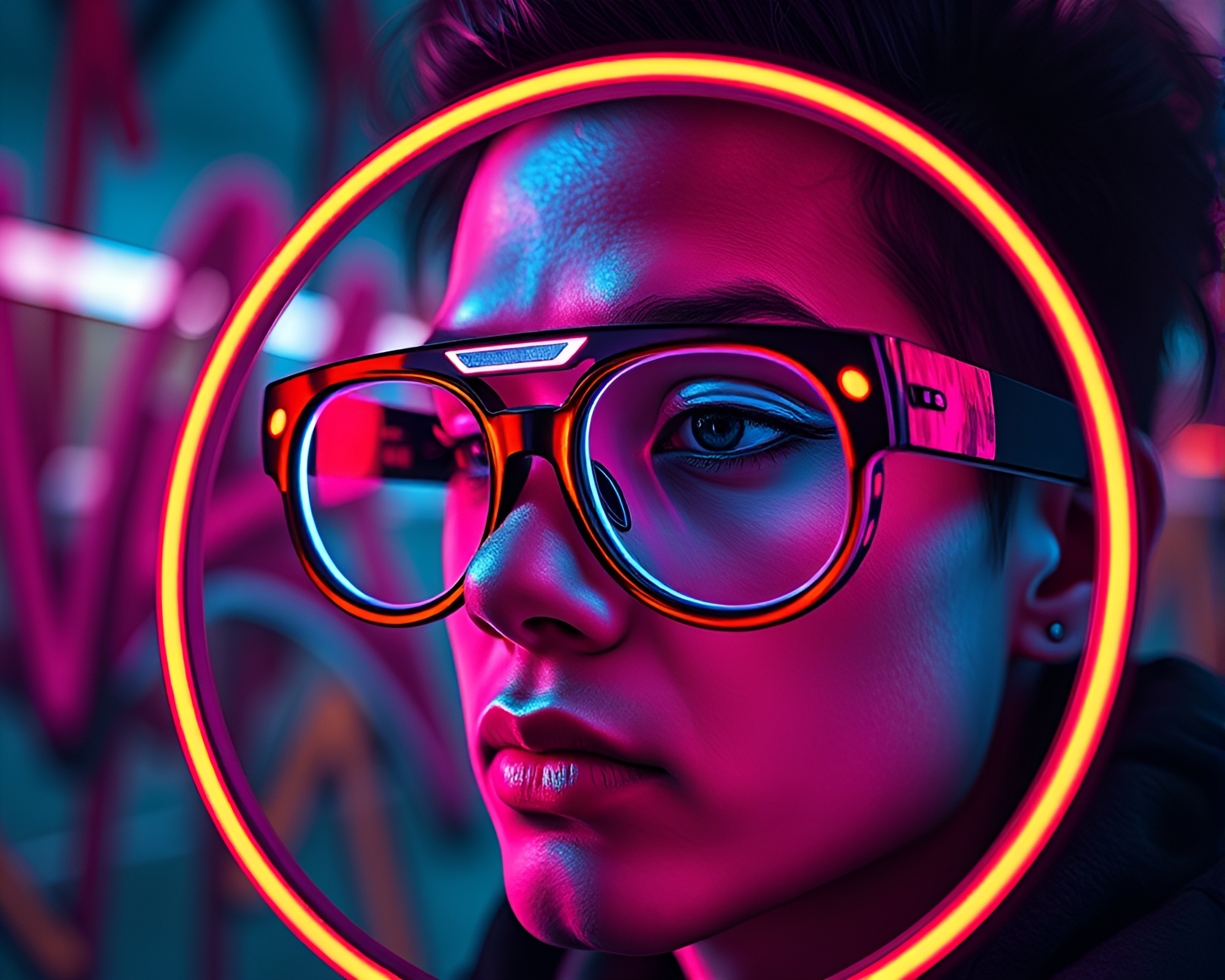 Futuristic Augmented Reality Glasses Macro Photography – free AI stock image