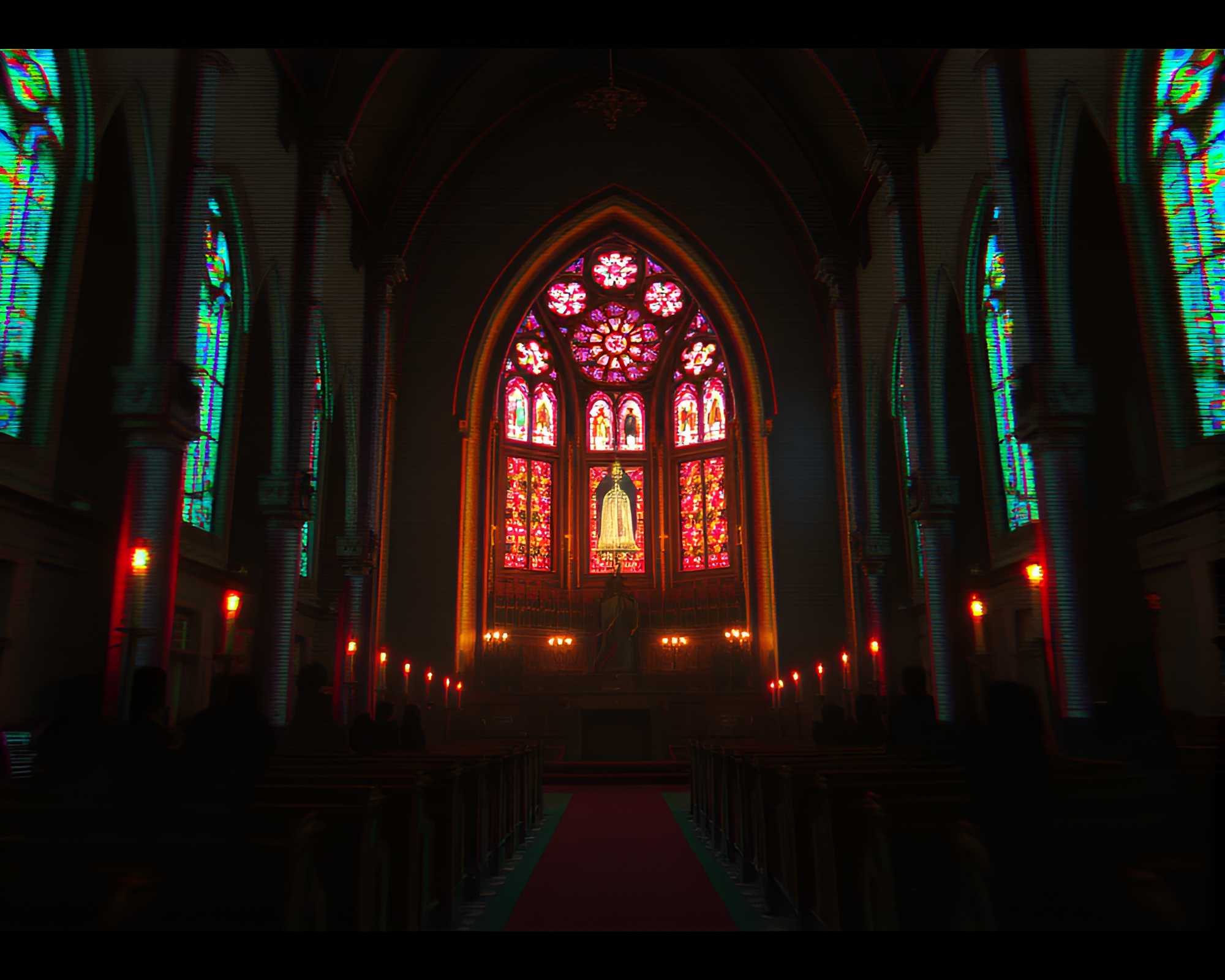 Glitched Lemur in 90s Grunge Candlelight Church – free AI stock image