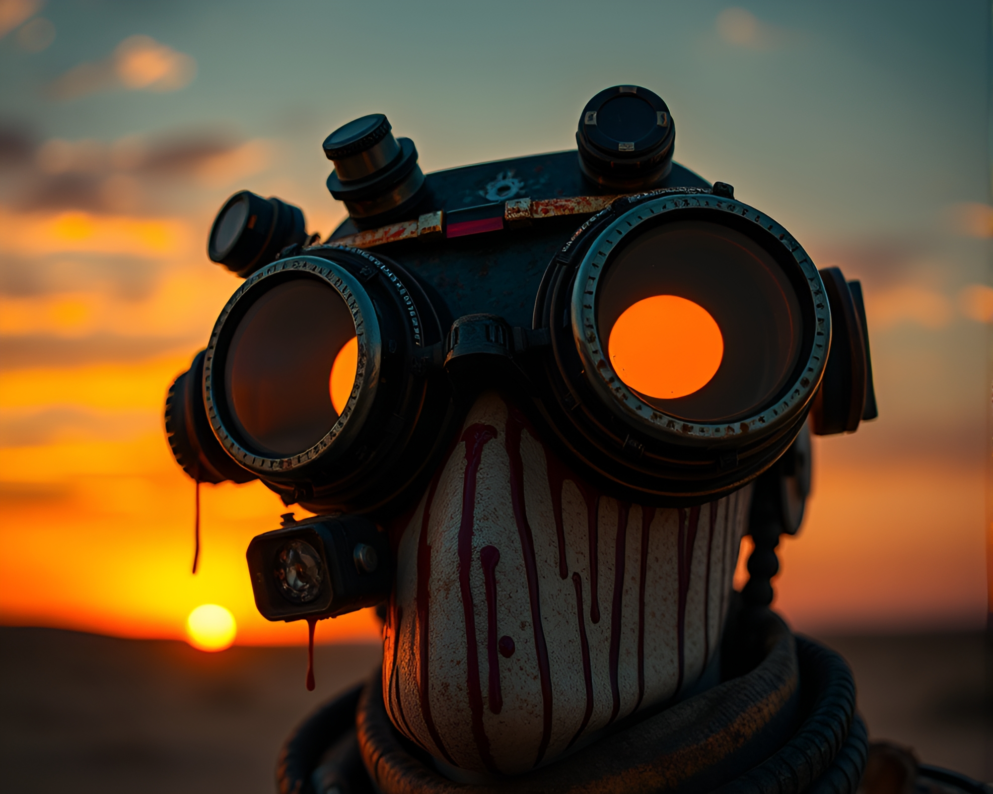 Steampunk Goggles in Desert Sunset Studio Shot – free AI stock image