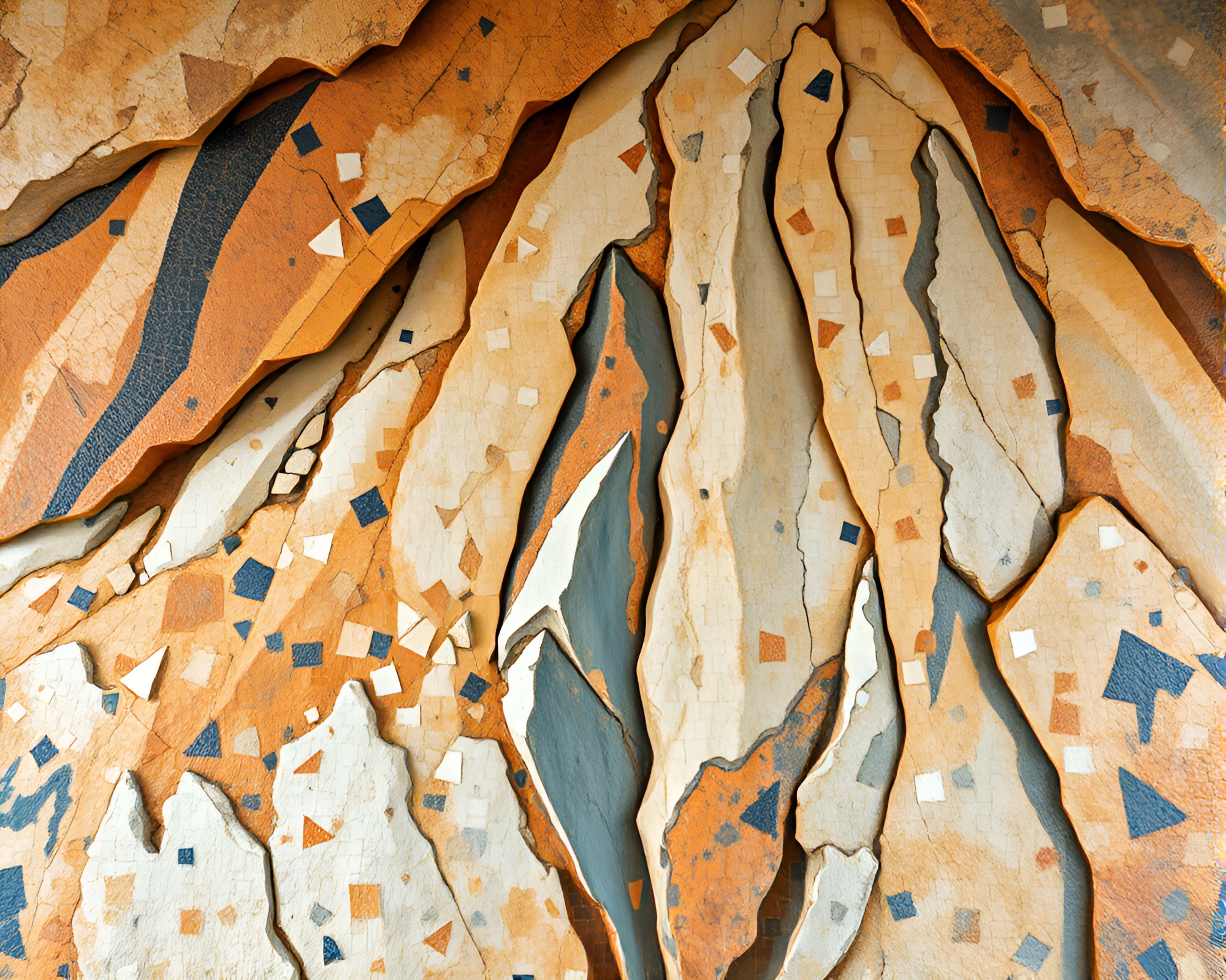 Glacial Cave Mosaic Tiling Fresco Painting – free AI stock image