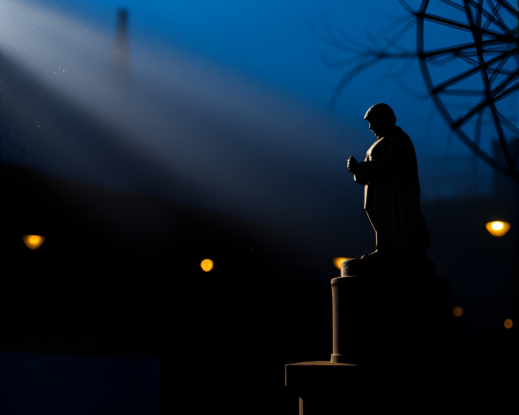 Statue in Soft Shadows at Blue Hour – free AI stock image