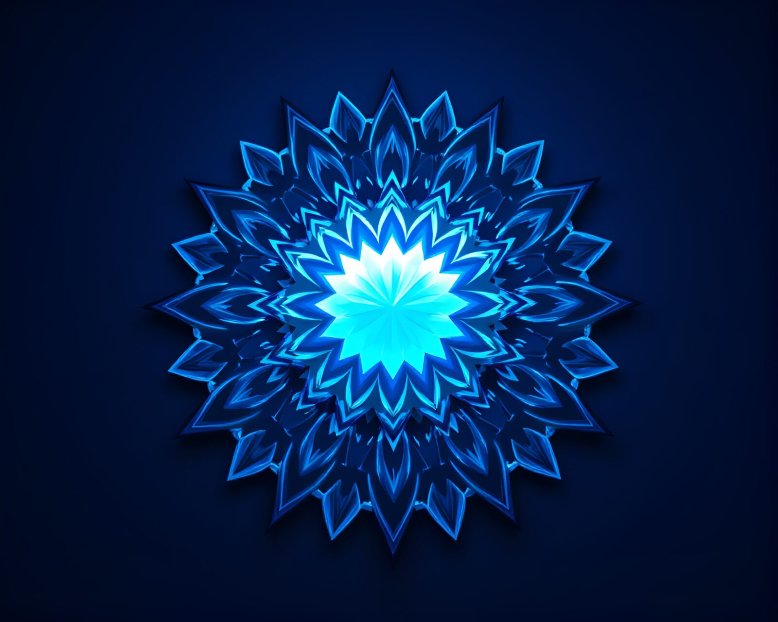 Low-poly 3D rendering of a mesmerizing arctic blue mandala prism
