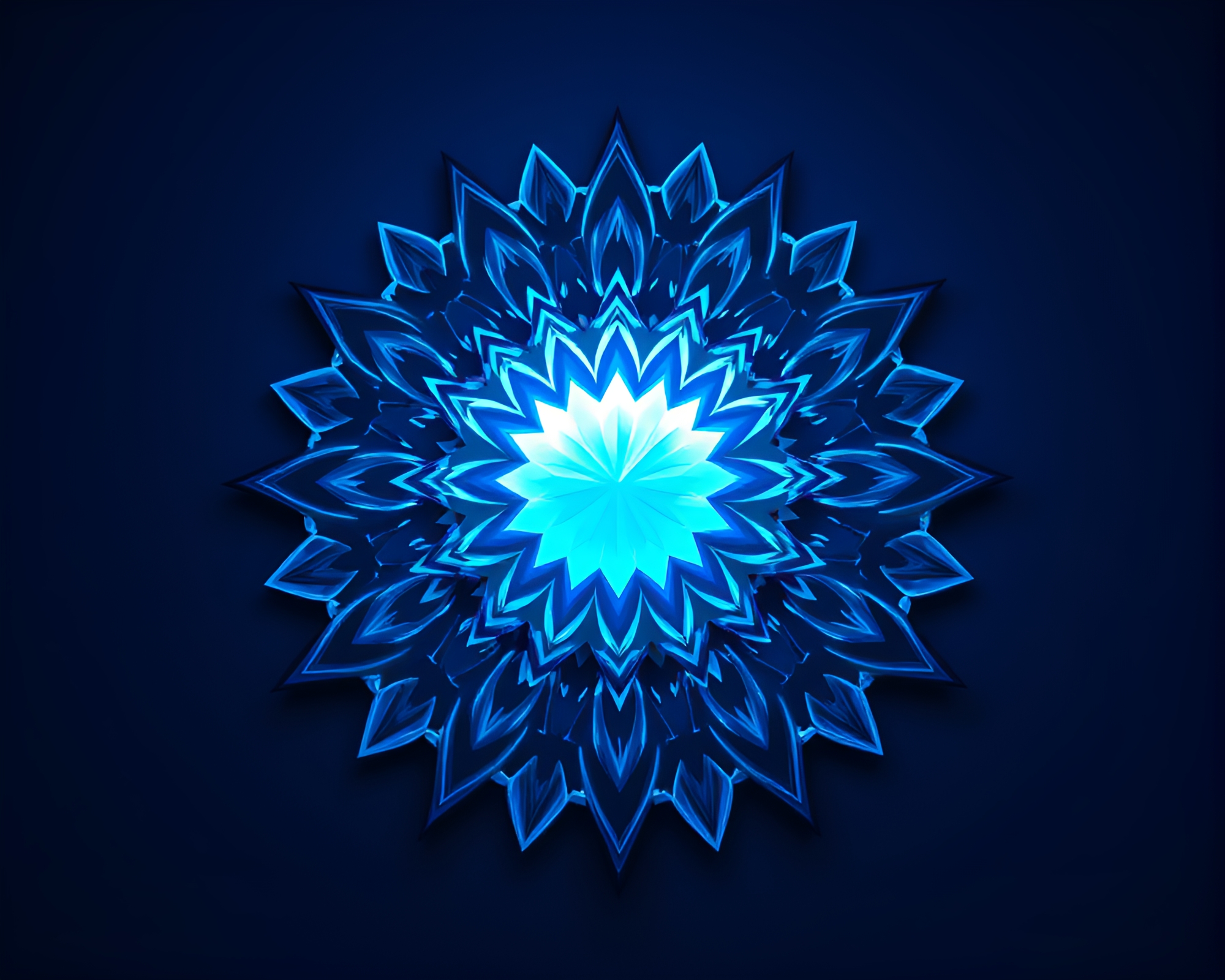 Arctic Blue Mandala Prism Refraction 3D Render – free AI stock image