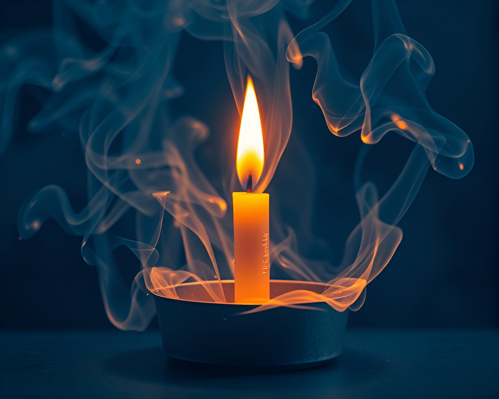 Abstract image of candle smoke with steel-blue tint