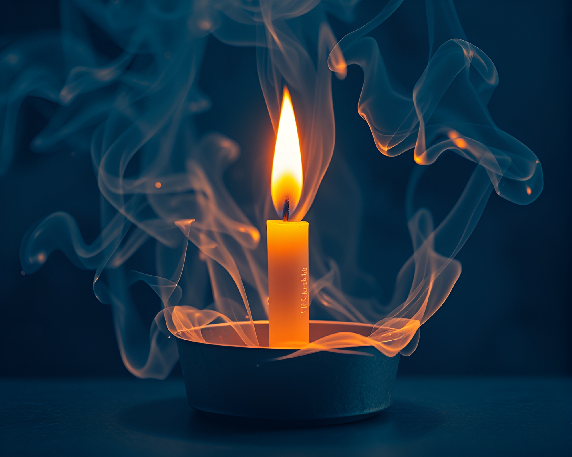 Ethereal Quantum Candle Smoke in Blueprint Style – free AI stock image