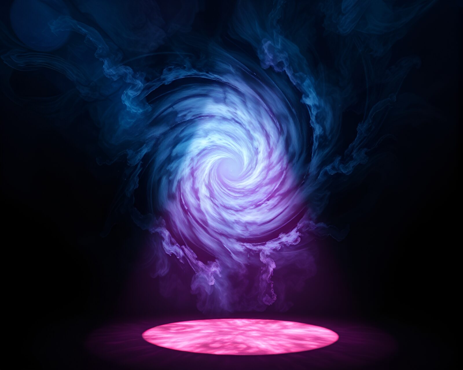 Abstract swirls and bright lights depict astral projection scene