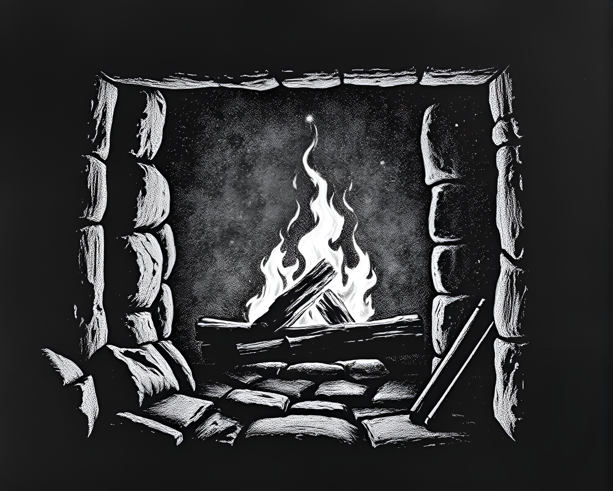 Ancient cave painting illuminated by flickering firelight – free AI stock image