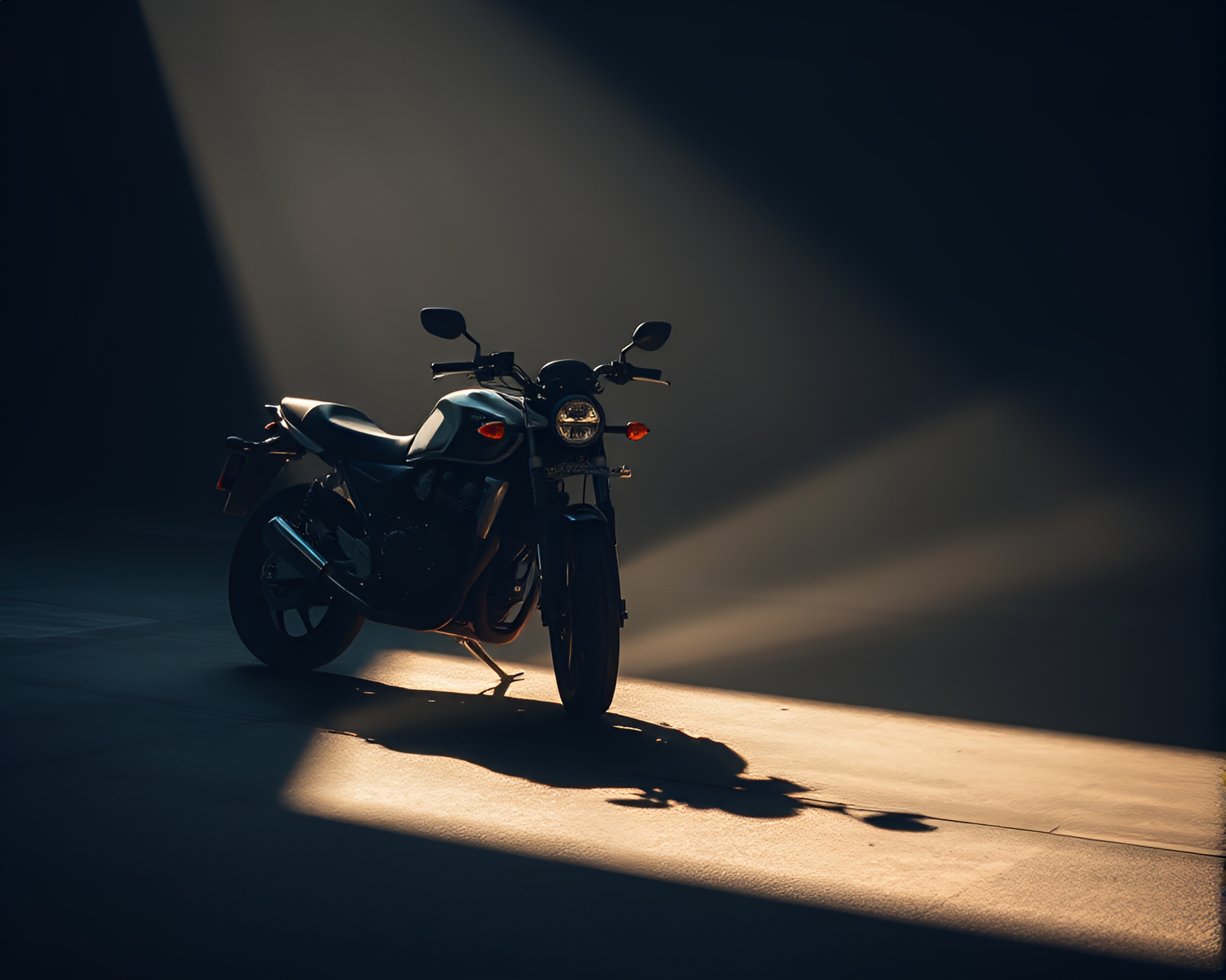 Silhouette Motorcycle Racing in Dazzling Light Show – free AI stock image