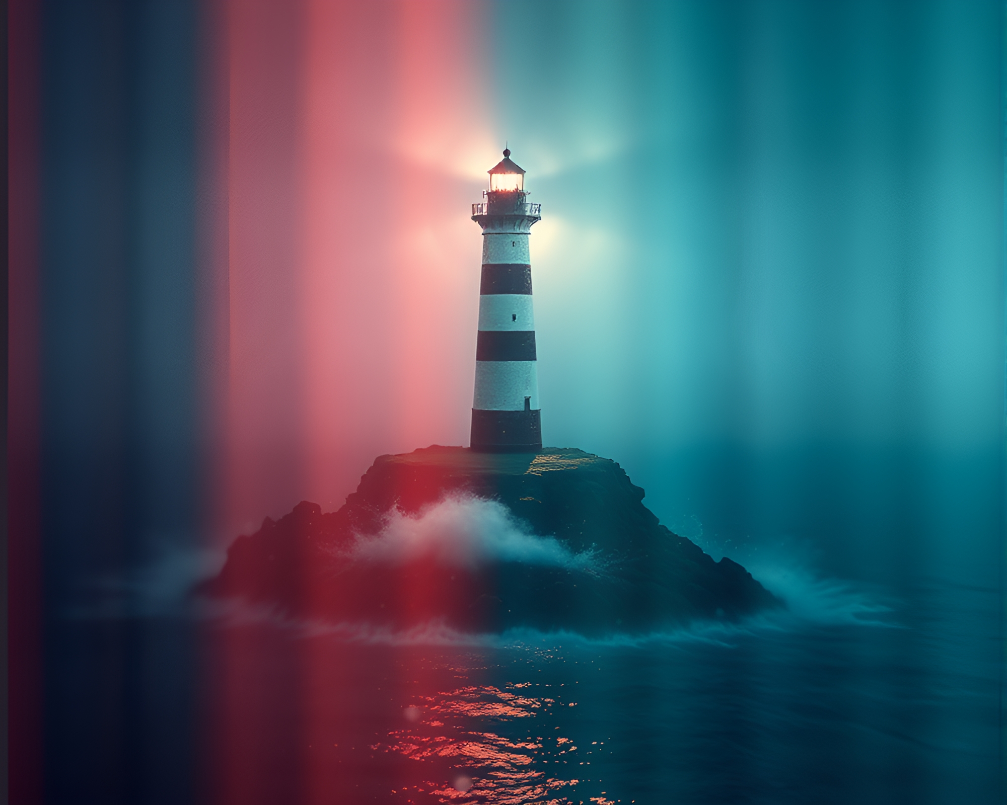Lighthouse in Stipple Shadows with Water Distortion – free AI stock image