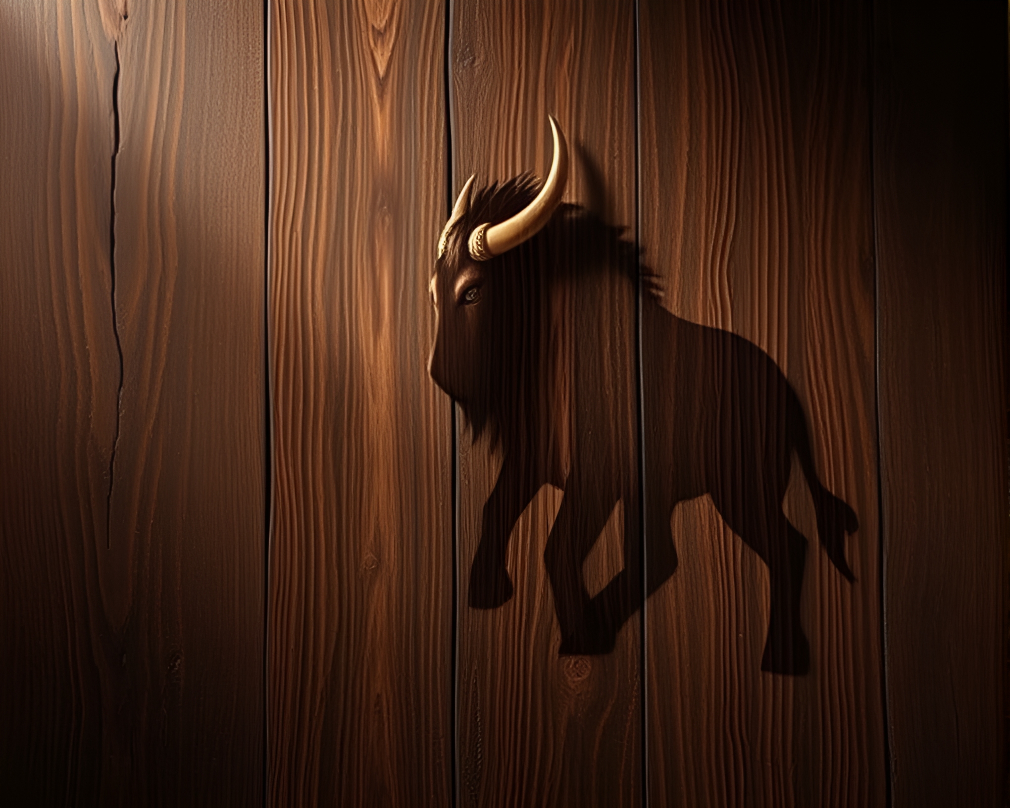 Majestic Minotaur Amidst Intricate Wood Grain Patterns – free AI stock image
