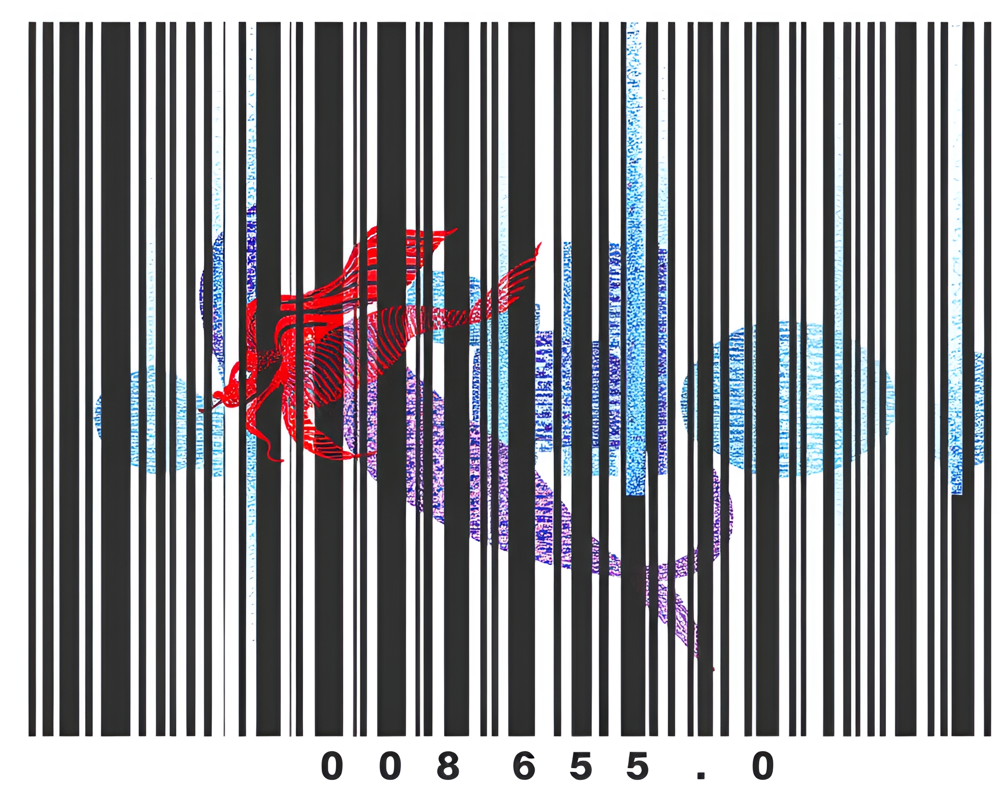 Barcode Mermaid in Glowing Duotone Sea – free AI stock image