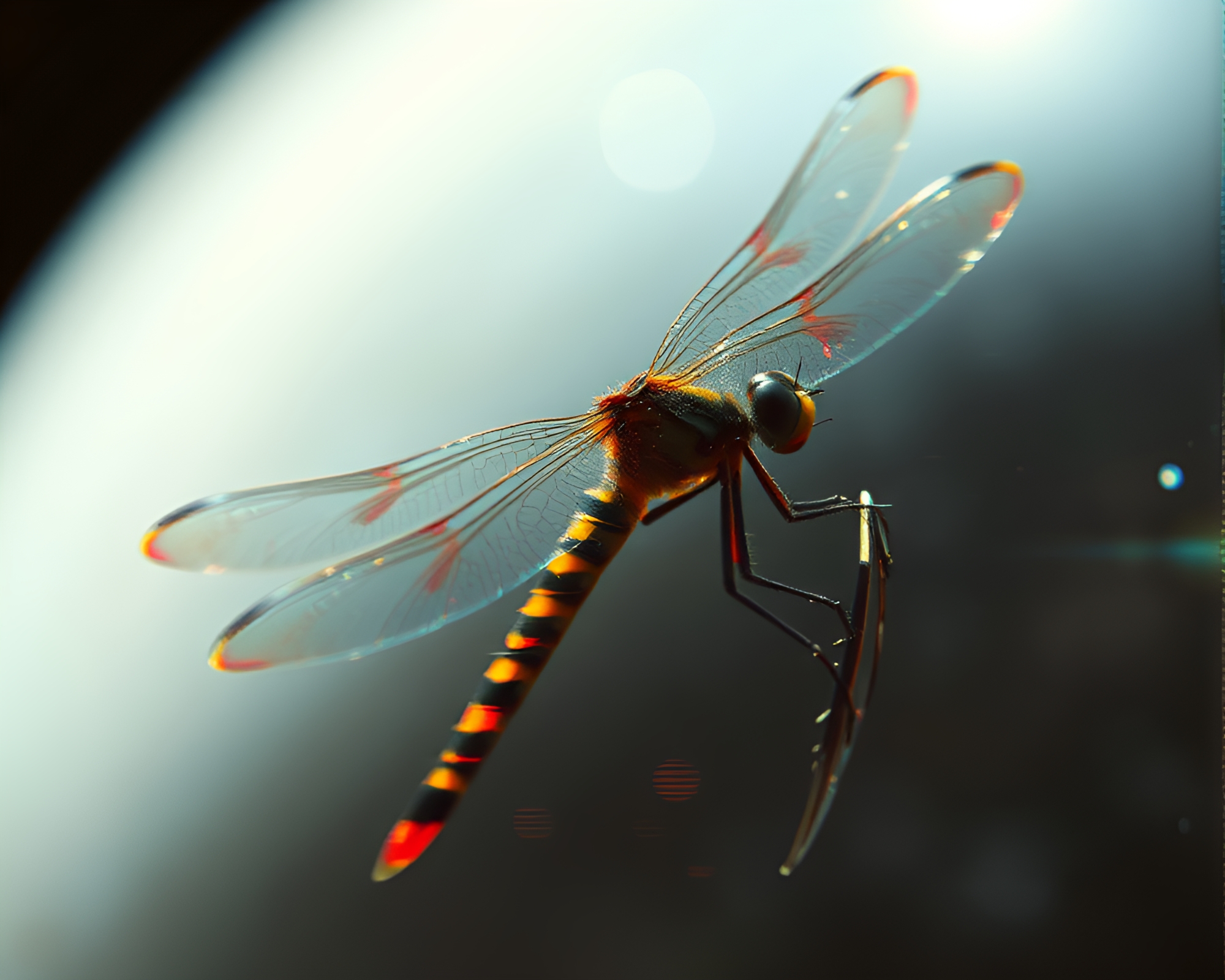 Glitched Dragonfly in Blinding Light – free AI stock image