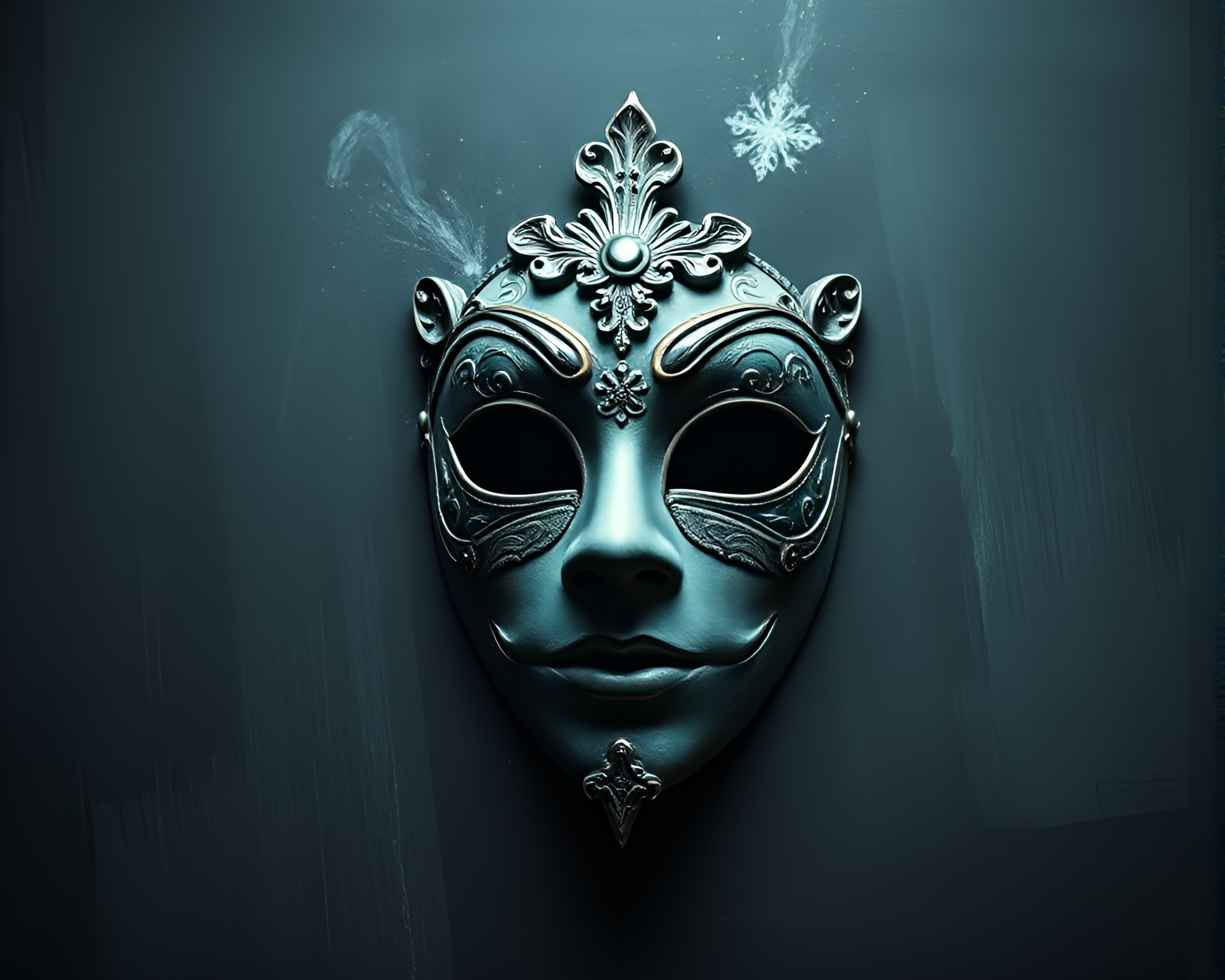 Venetian Mask on Chalkboard with Grainy Film Atmosphere – free AI stock image