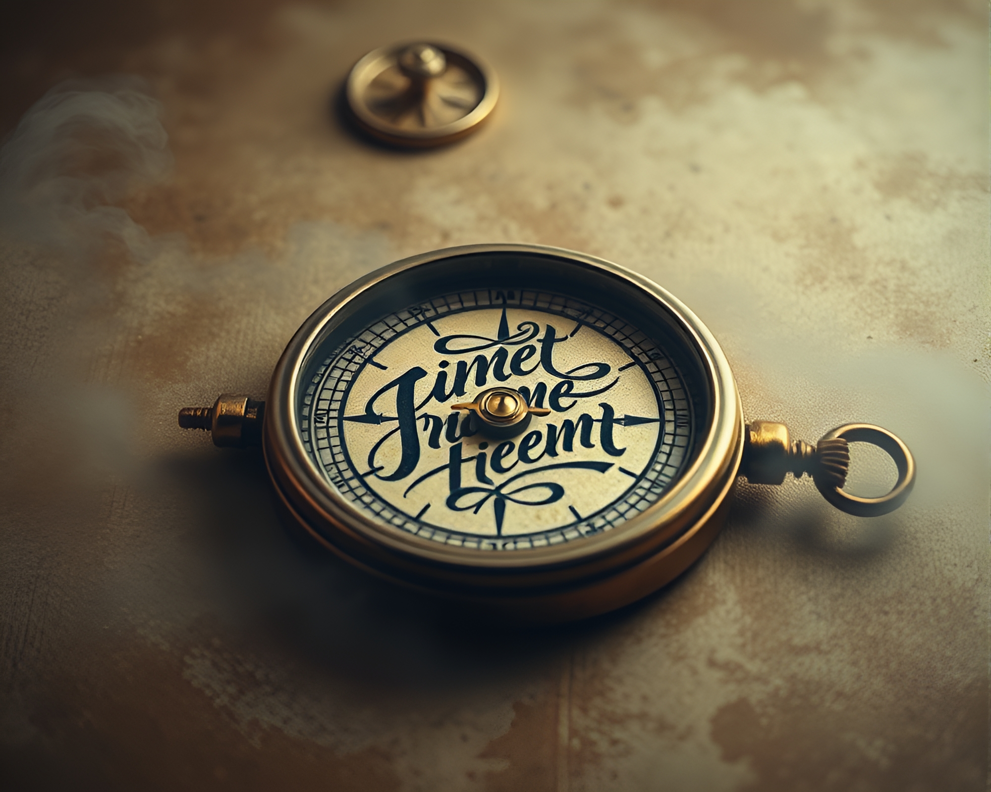 Antique Compass in Mystical Calligraphy – free AI stock image