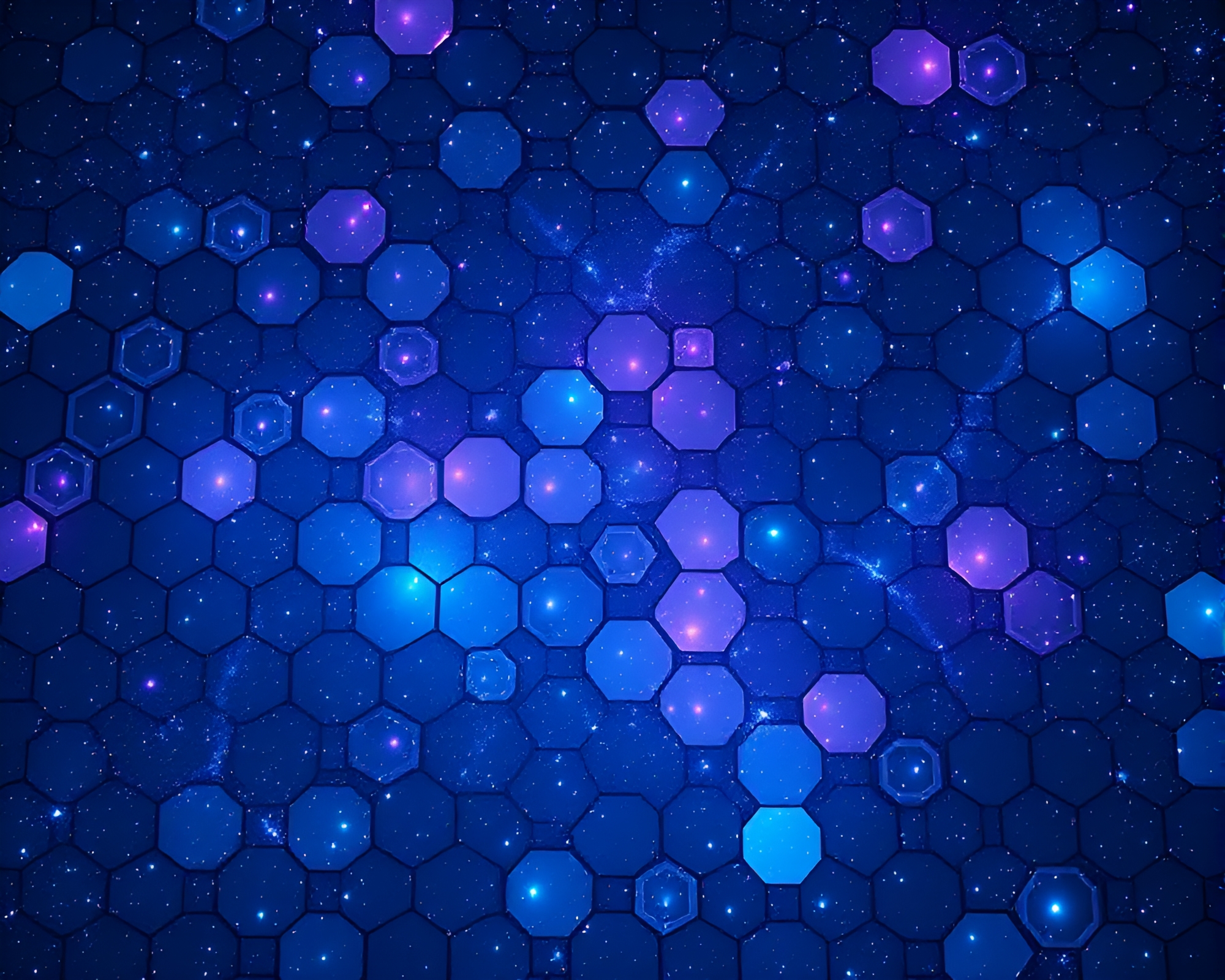 Celestial Hexagonal Cloth Nebula Glow-In-The-Dark Composition – free AI stock image