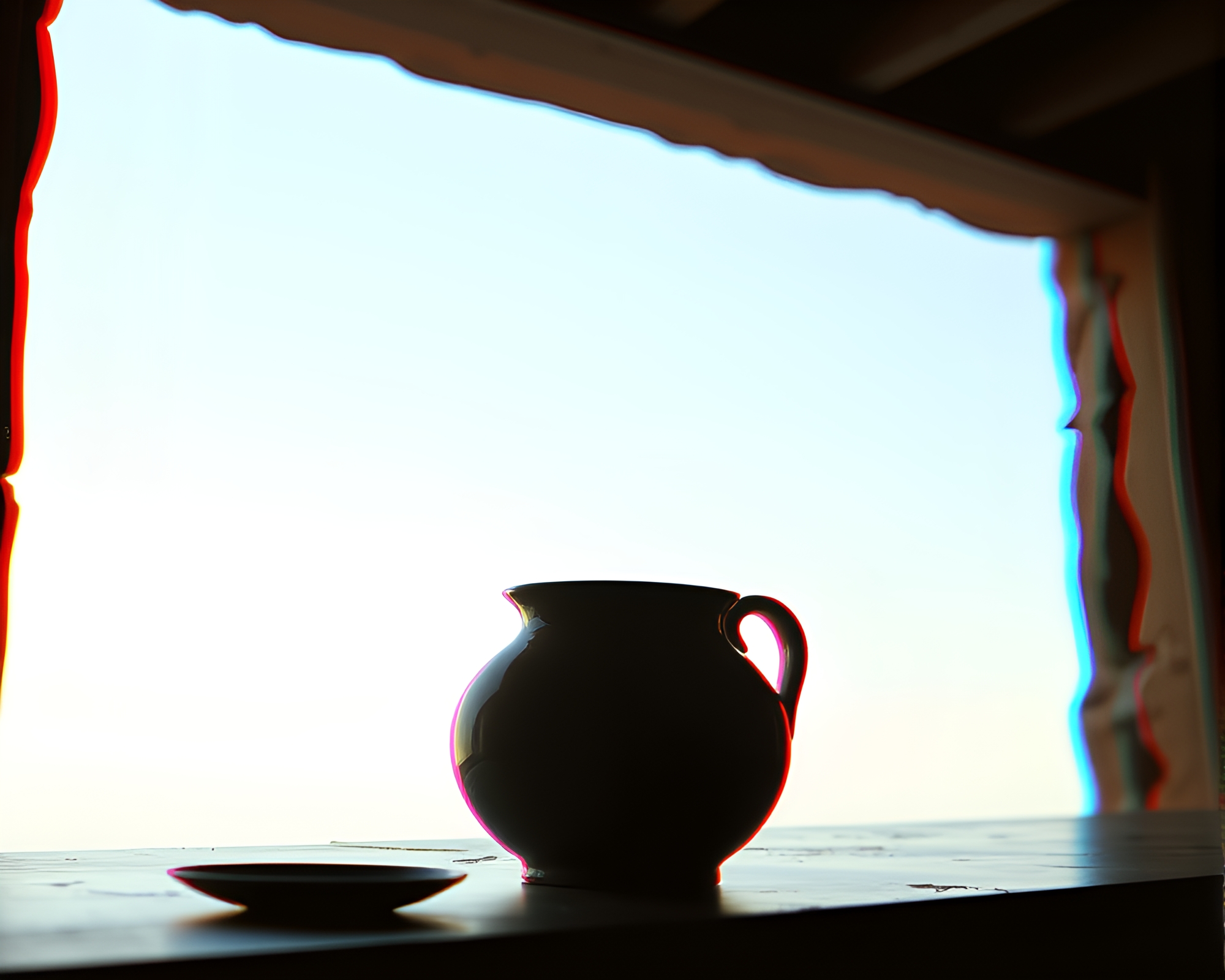 Rustic Pottery Reflections in Soft Anaglyph 3D – free AI stock image