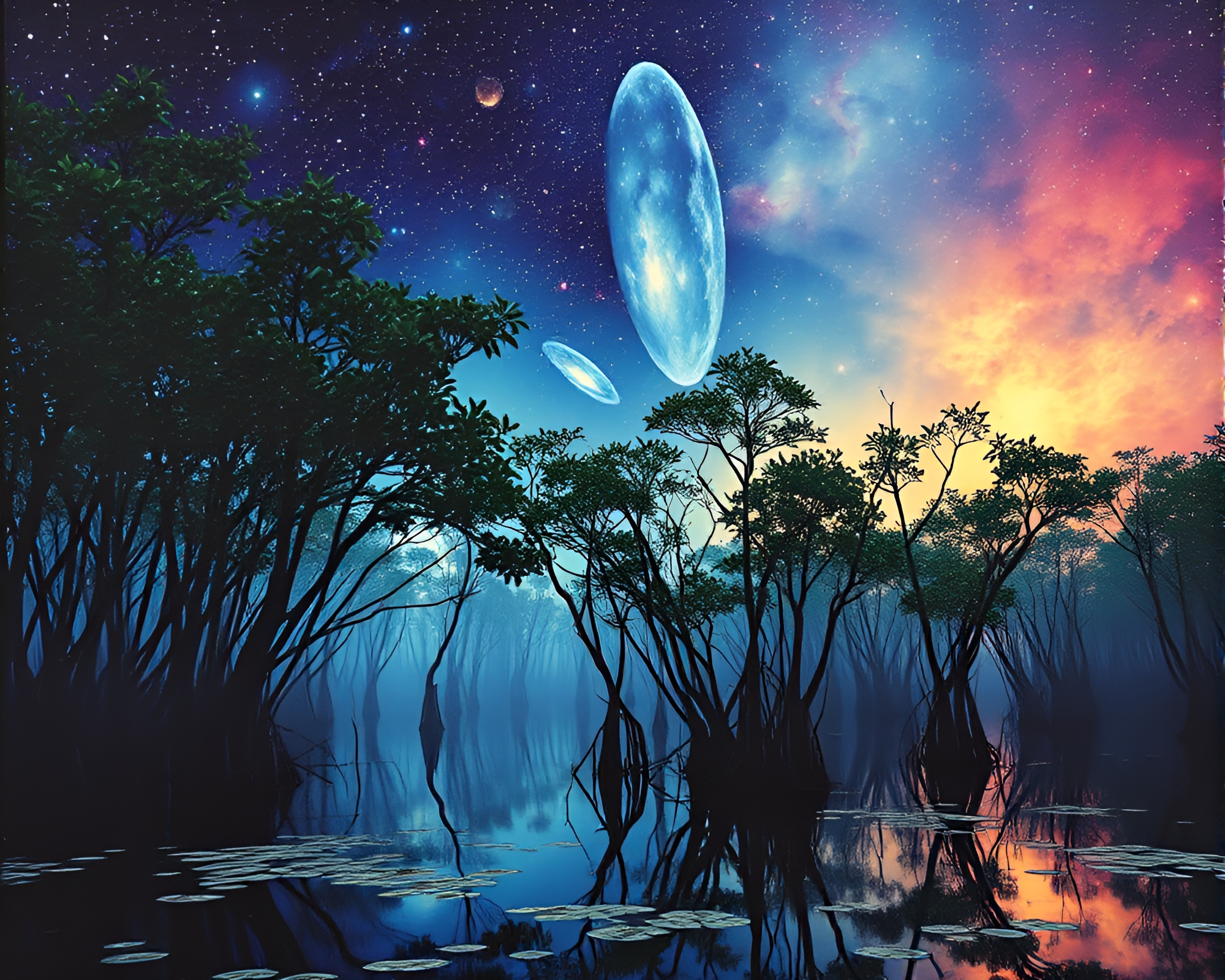 Mangrove Nebula VHS Collage Cutouts – free AI stock image