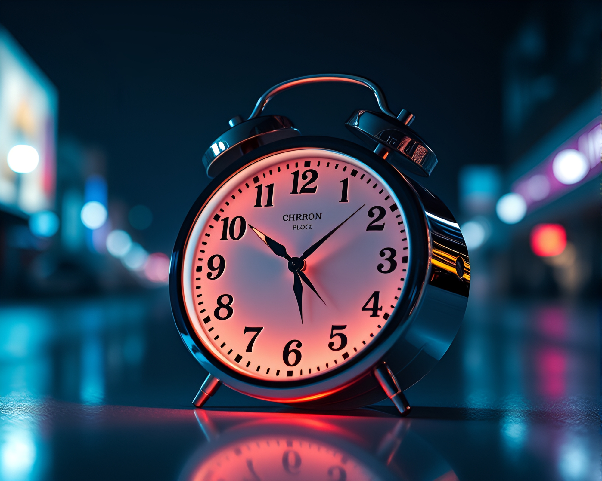 Chrono Clock in Bioluminescent Divisionism – free AI stock image
