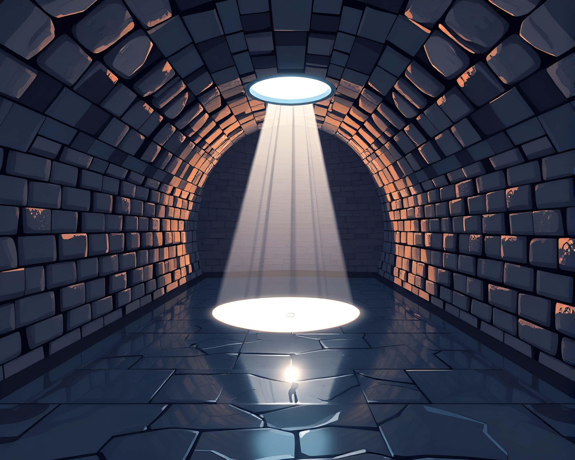 Chrome Reflection in Underground Bunker with Sunbeams – free AI stock image