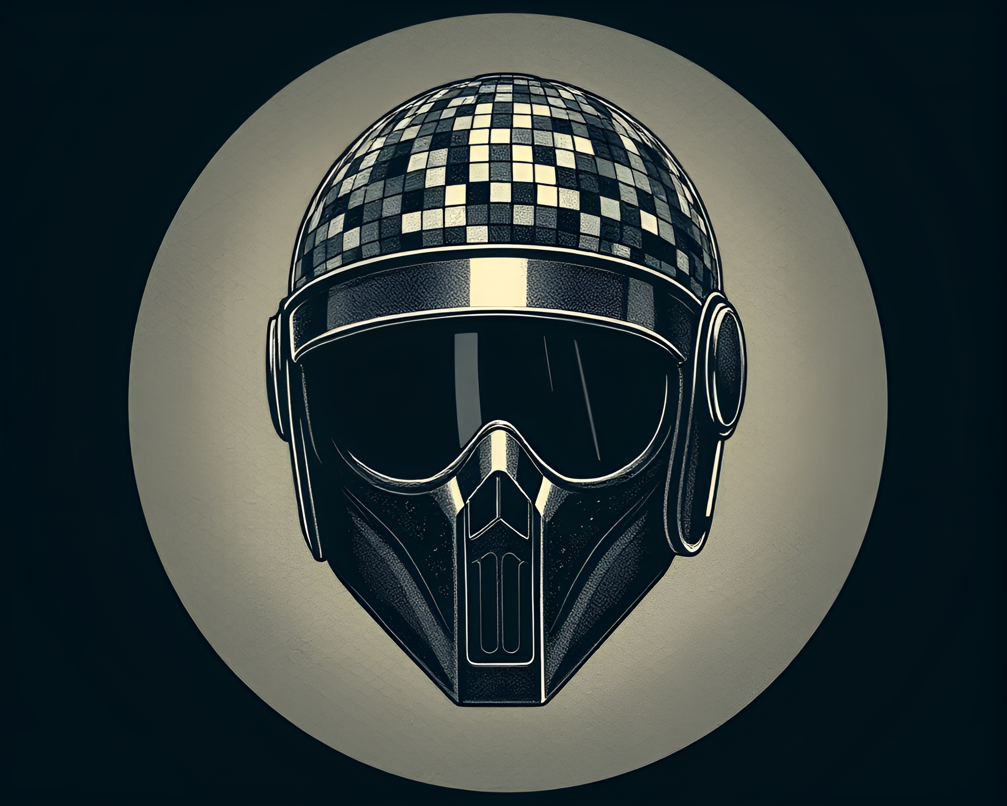 Steampunk Helmet Mosaic Noir Illustration – free AI stock image