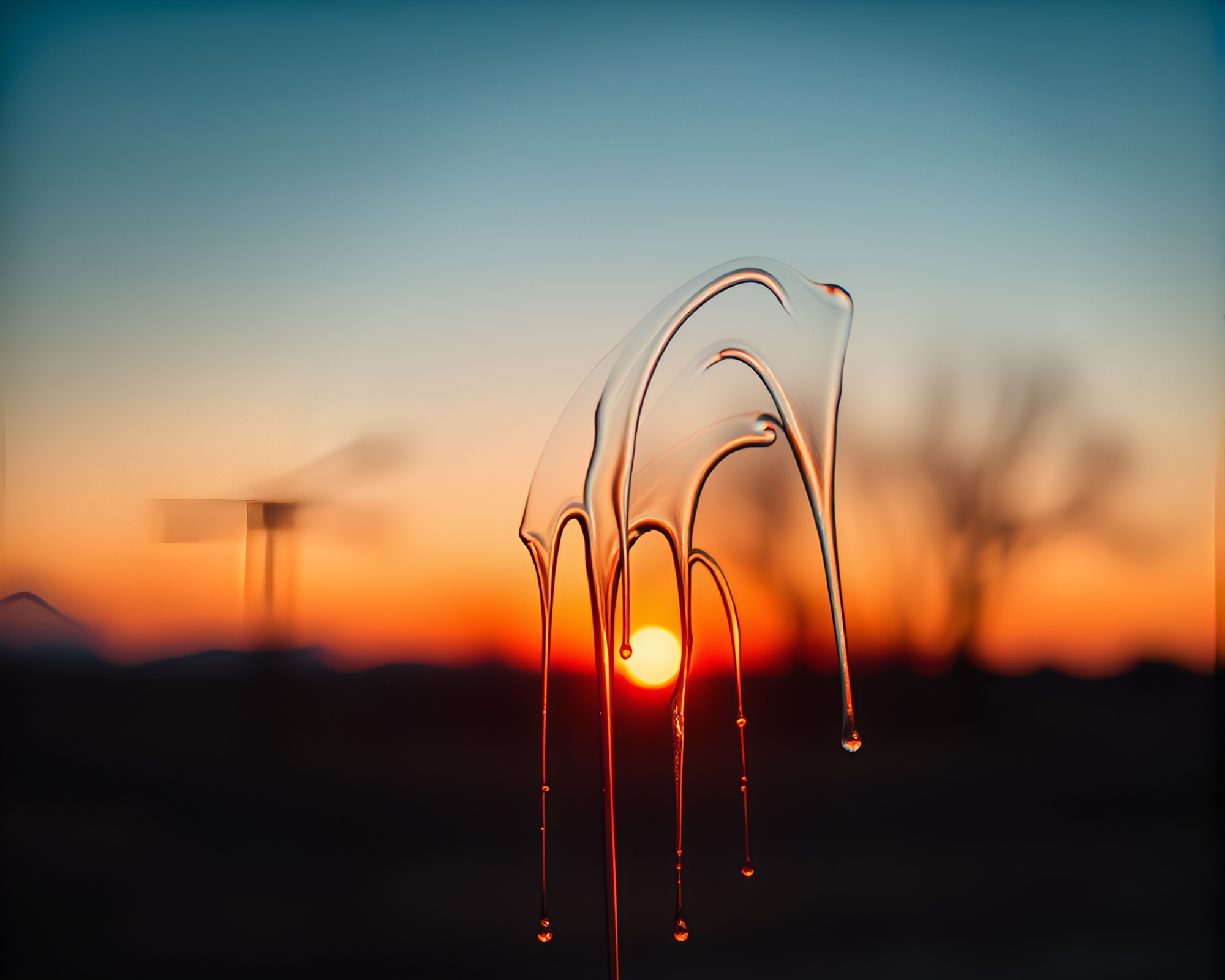 Plasma Rifle in Golden Hour Dusk with Paint Drips – free AI stock image