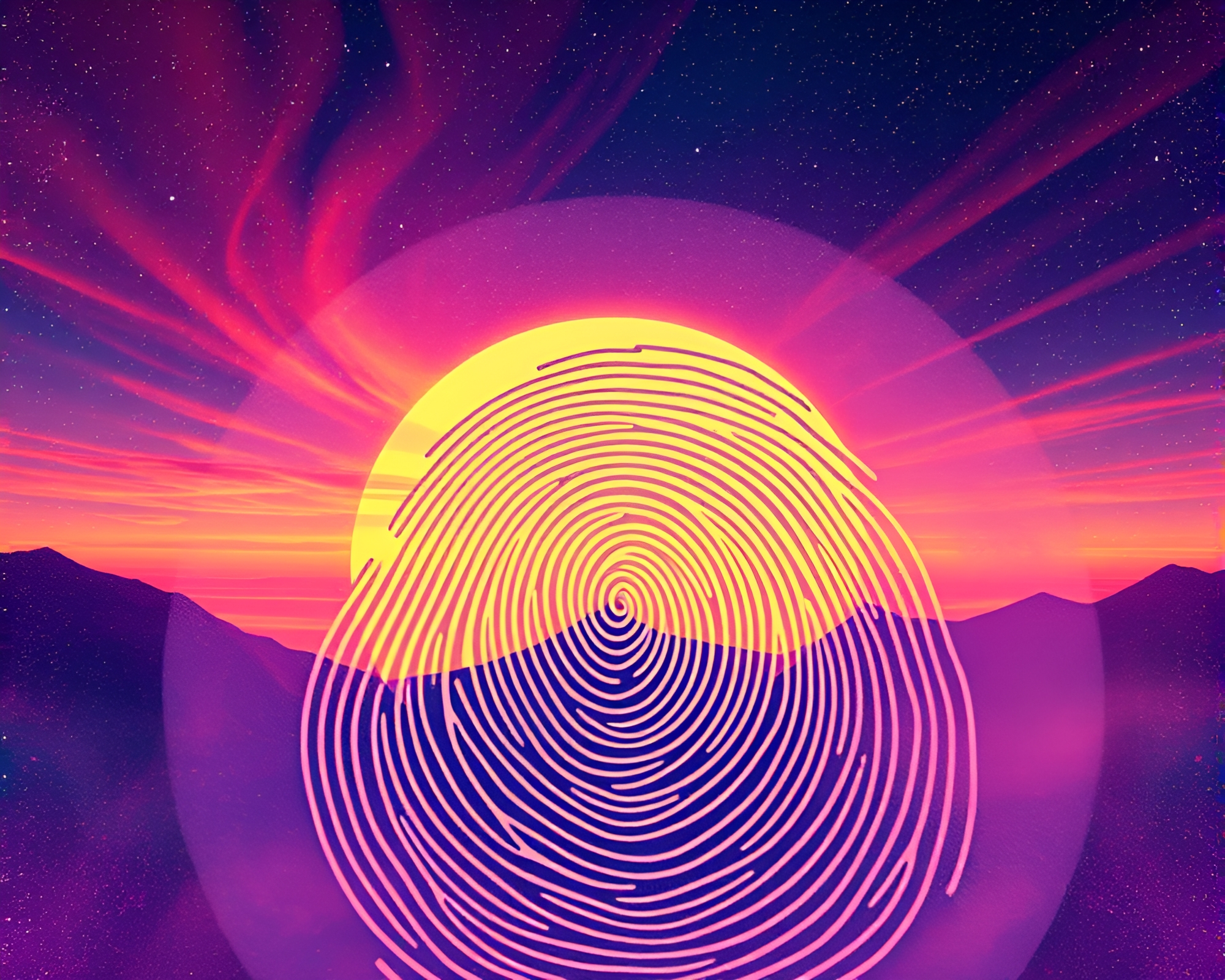 Vaporwave Sunset Swirls in Cosmic Utopia – free AI stock image