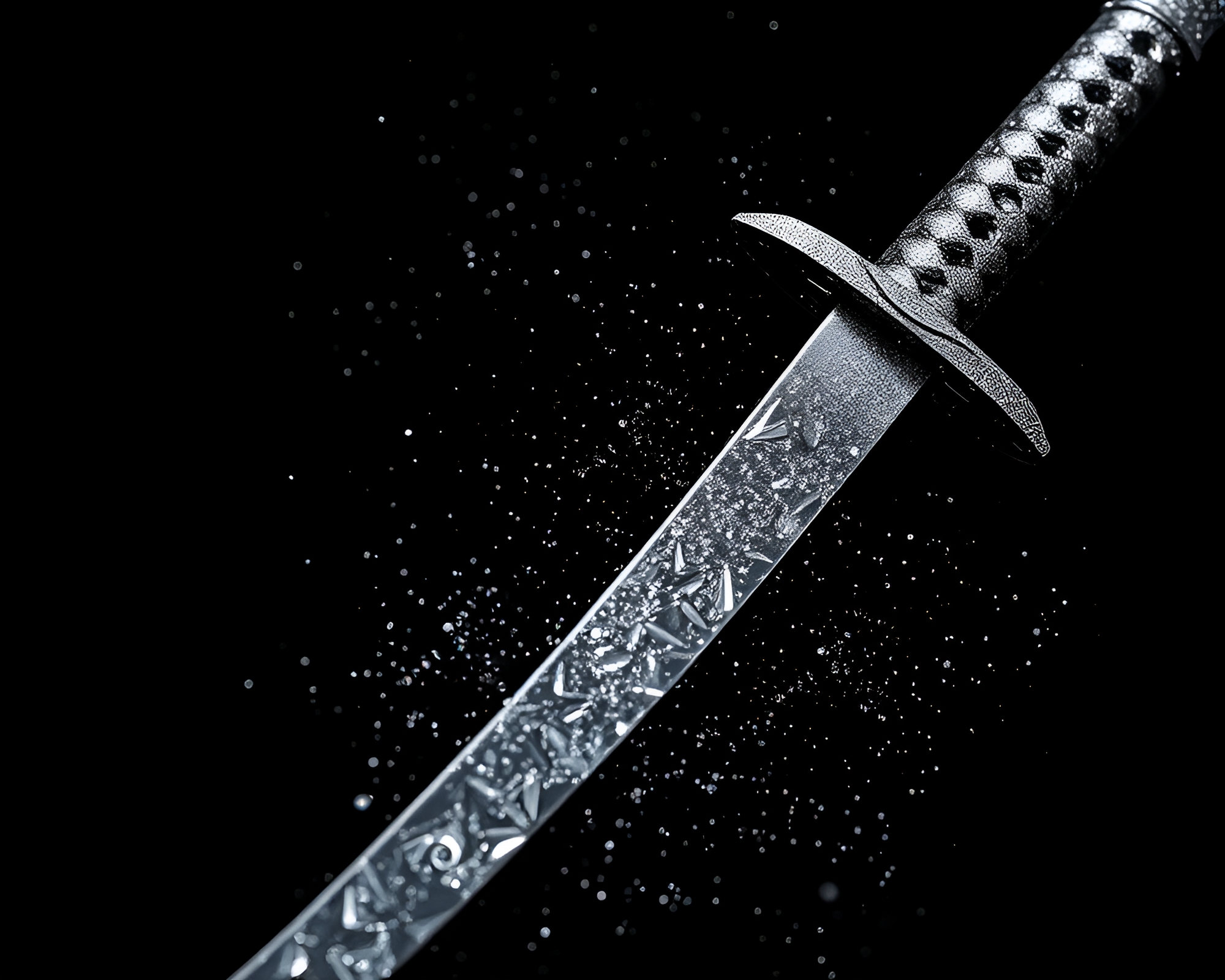 Samurai Sword with Silver Leaf Accents Stereograph – free AI stock image