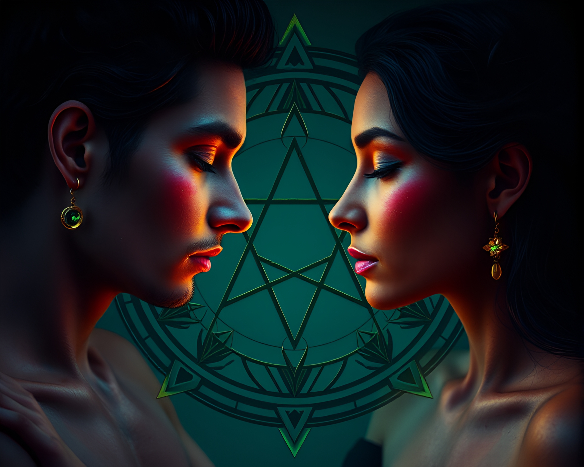 Esoteric Sigil Revealed: Candid Moment in Jewel Tones – free AI stock image