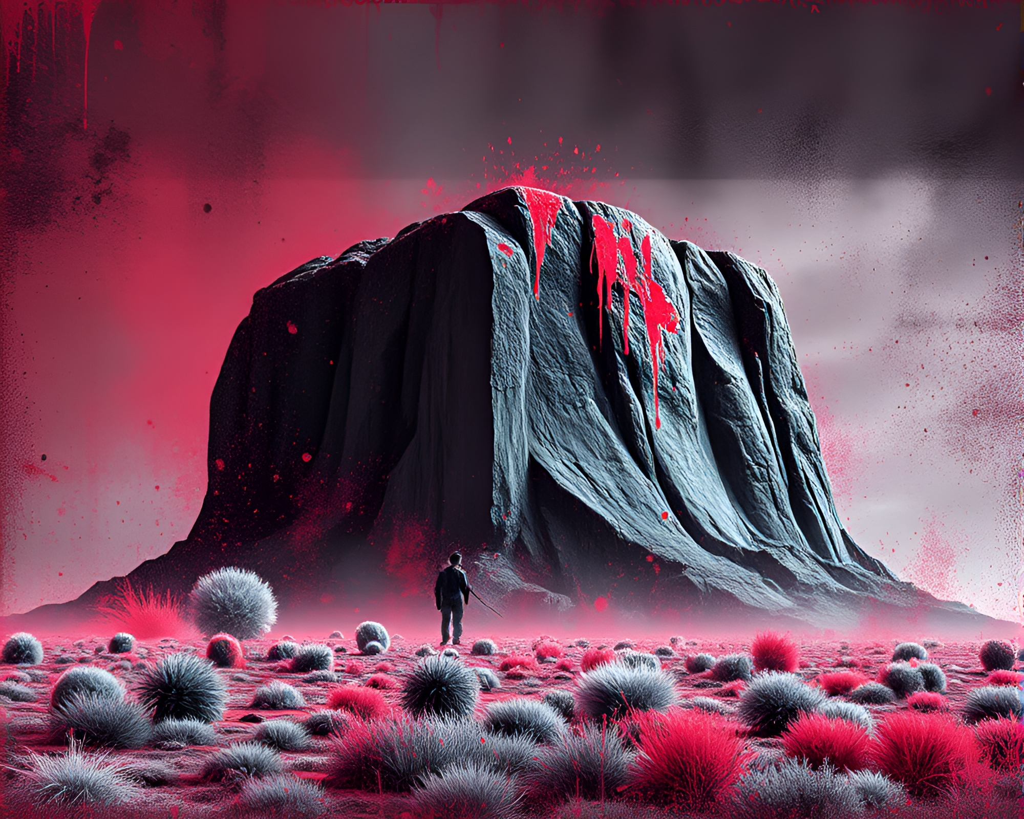 Monolithic Infrared Paint Splatter Texture Overlay – free AI stock image