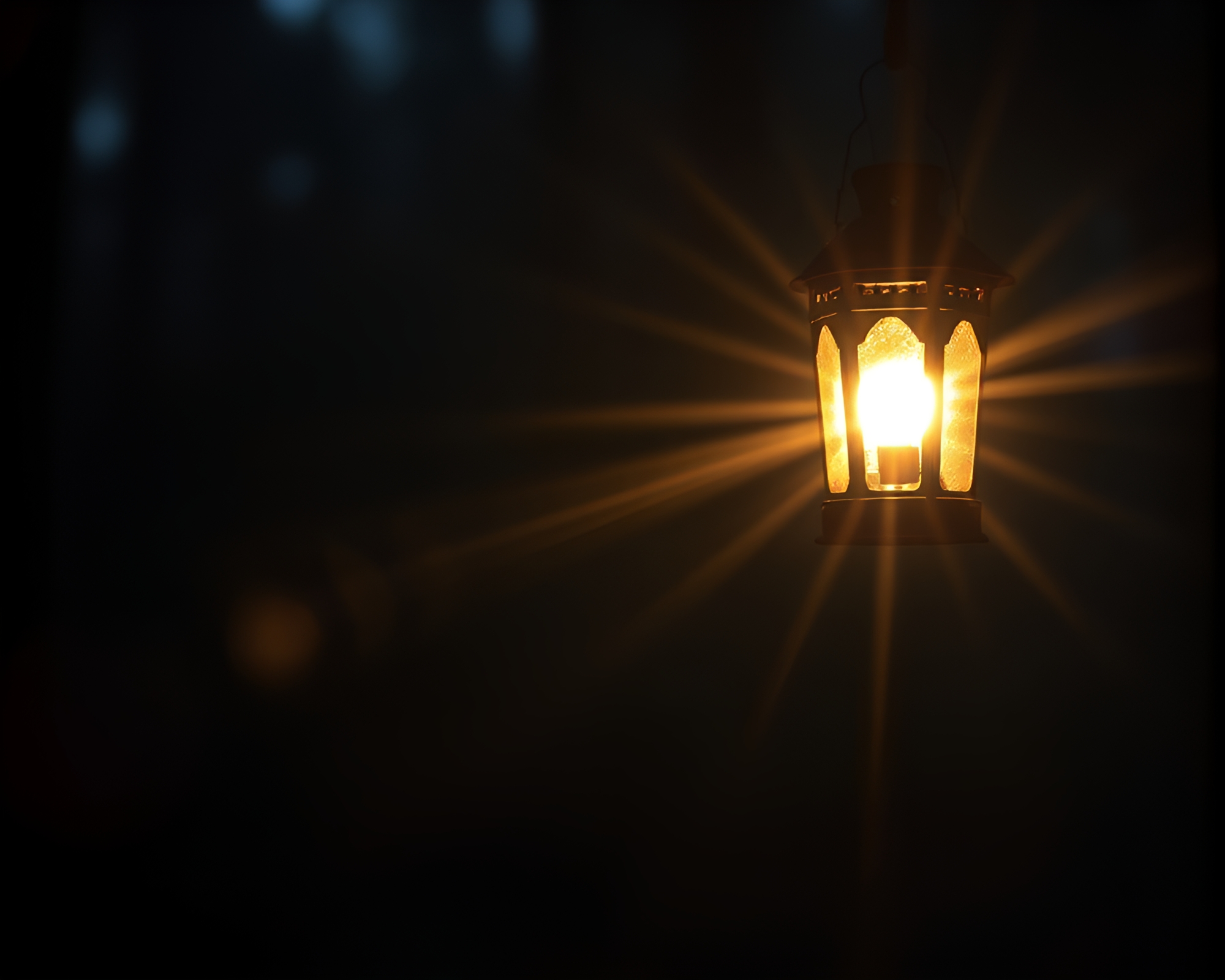 Ethereal Lantern Light in Dimensional Rift with Grain Overlay – free AI stock image