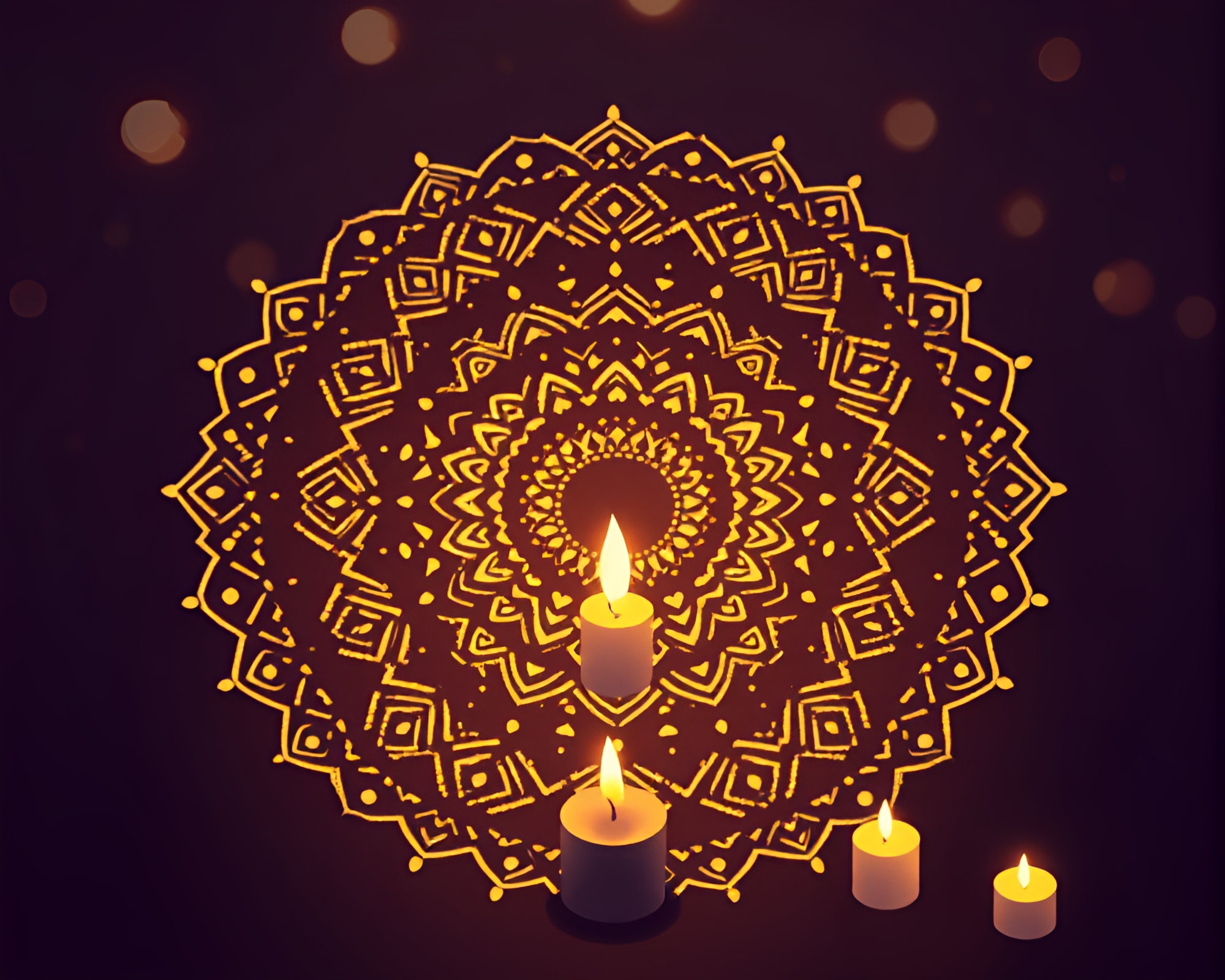Mandala Isometric Screenprint Dots in Candlelit Glow – free AI stock image