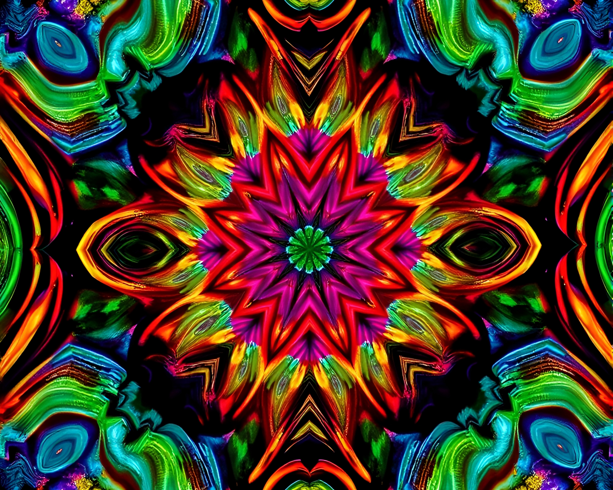 Fantasy Retro Pixel Art Kaleidoscope Composition – free AI stock image