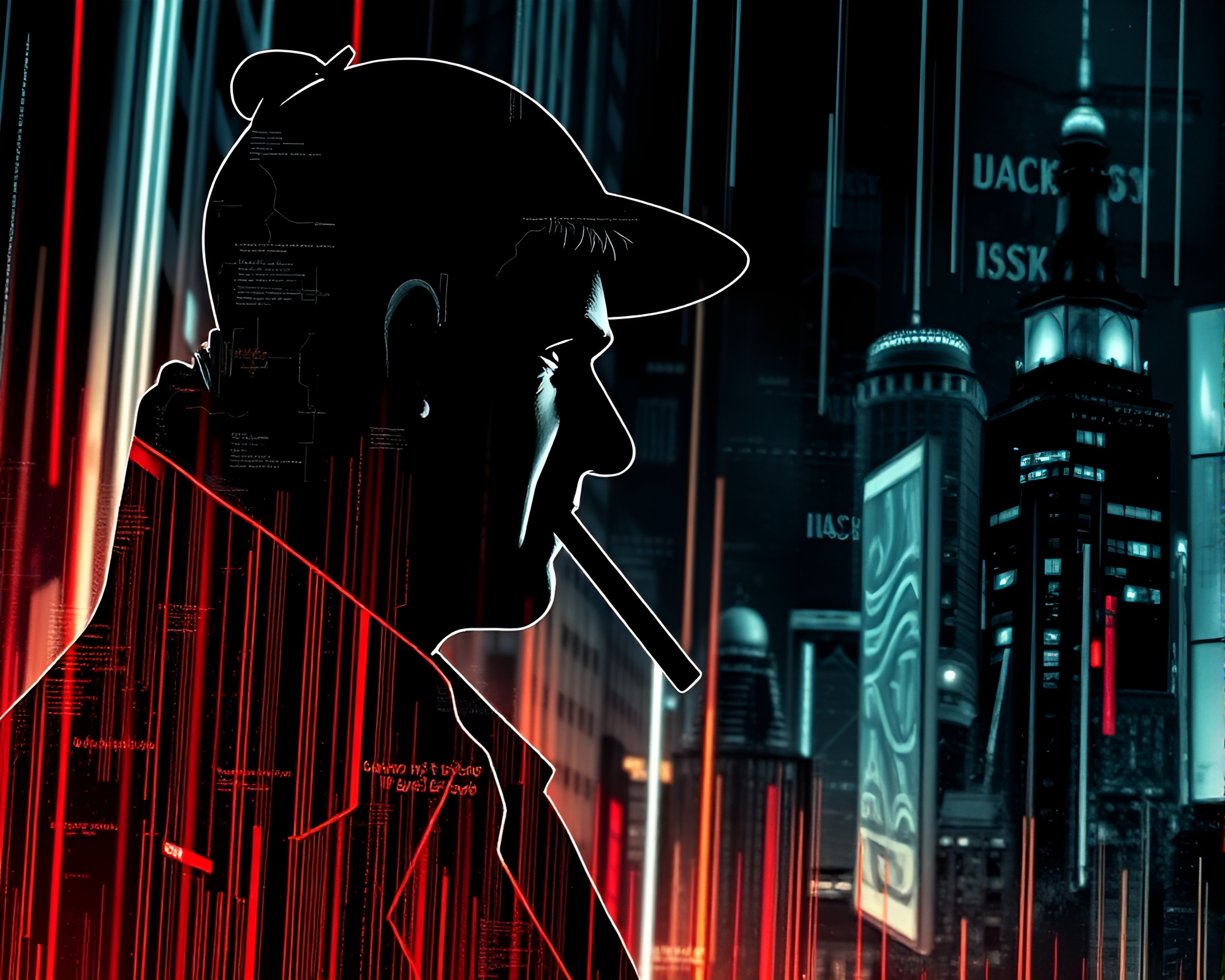 Manga Sherlock Holmes Scan Lines Silhouette Split Toning – free AI stock image