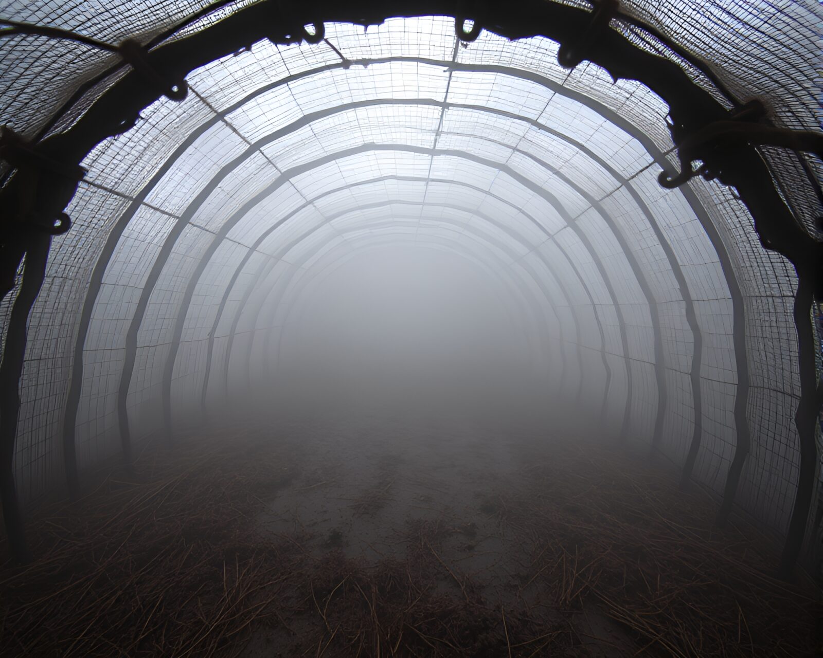 Digital art of a futuristic mud hut in hazy light