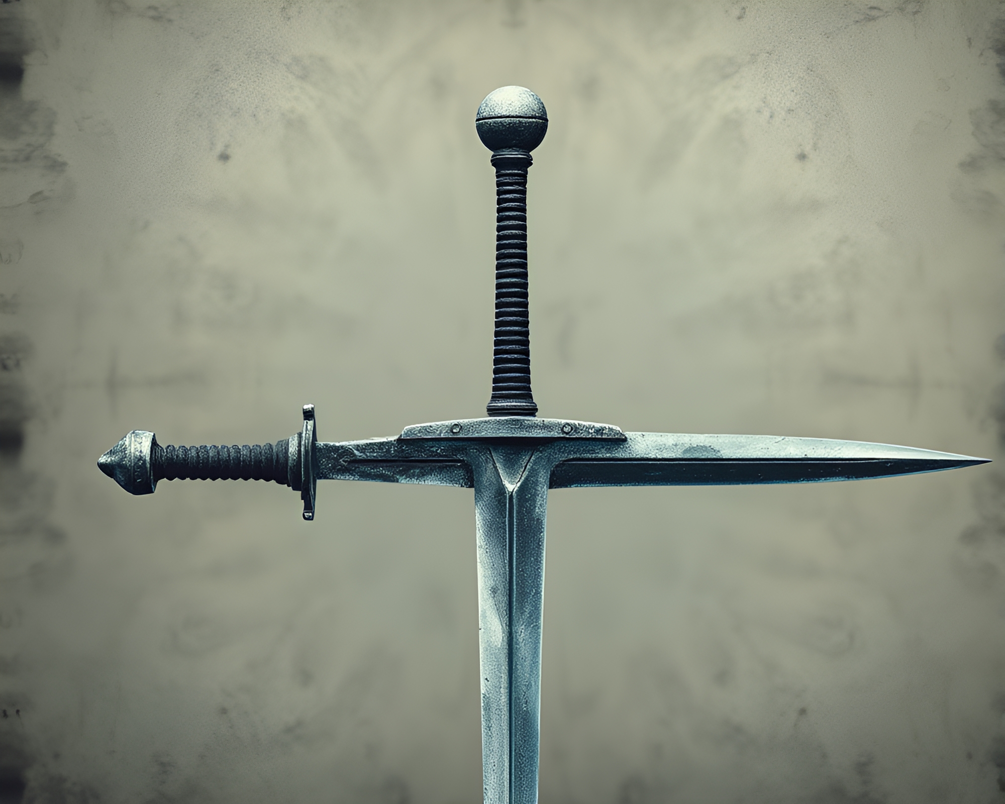 Sword of Frost in Sepia: Torn Edges Composition – free AI stock image