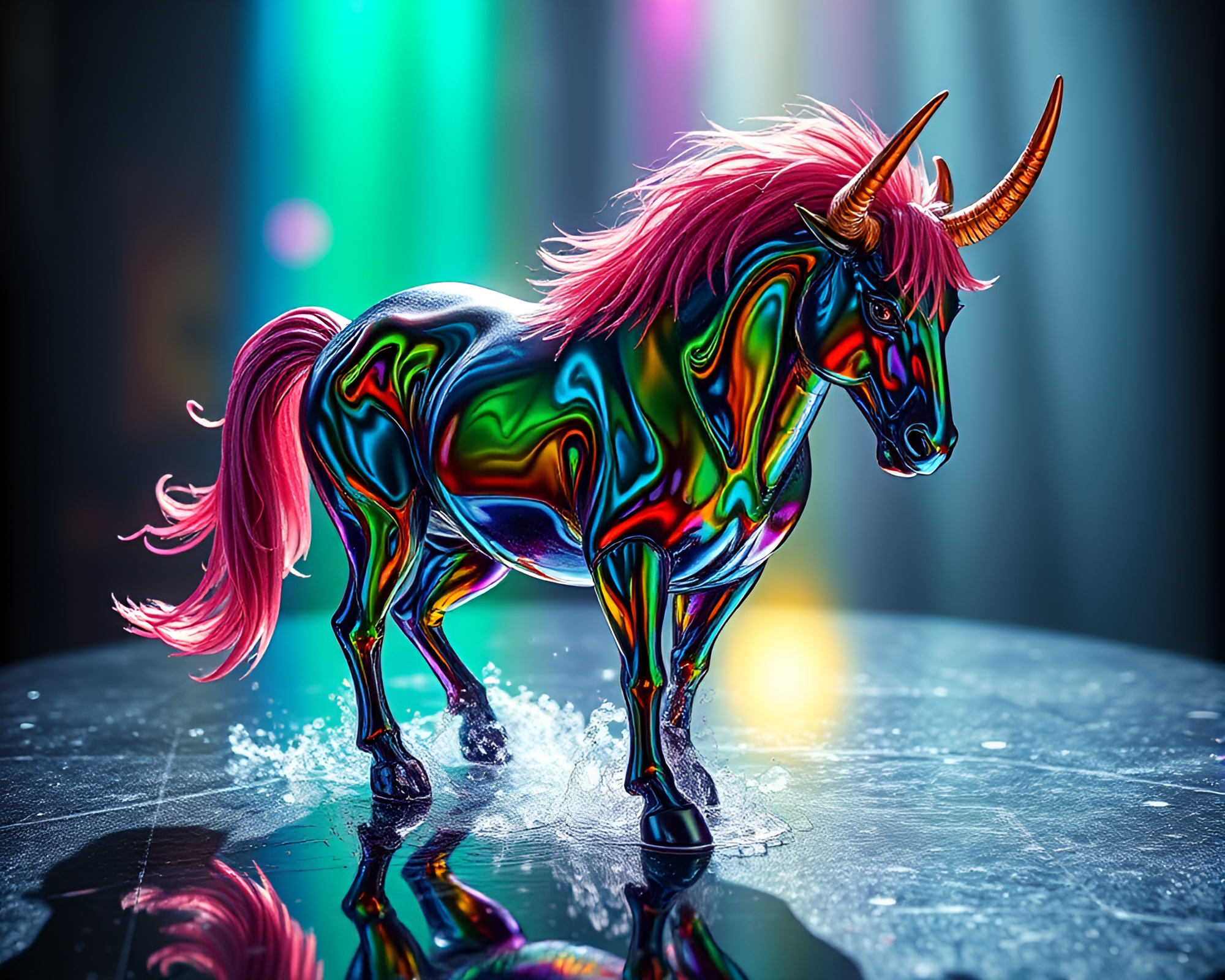 Iridescent Soap Film Minotaur in Midday Light – free AI stock image