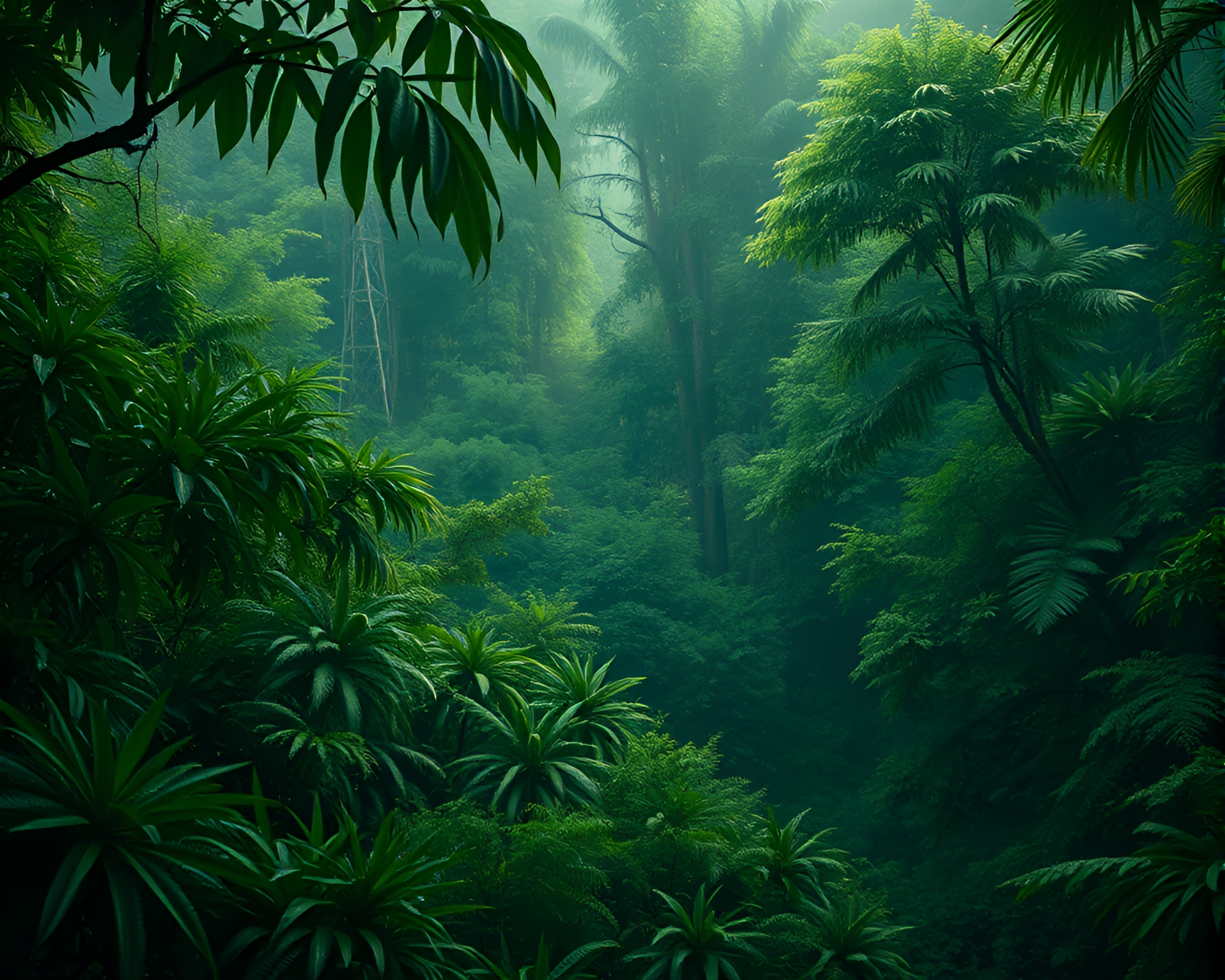 Majestic Eagle Amid Rainforest Green Haze – free AI stock image
