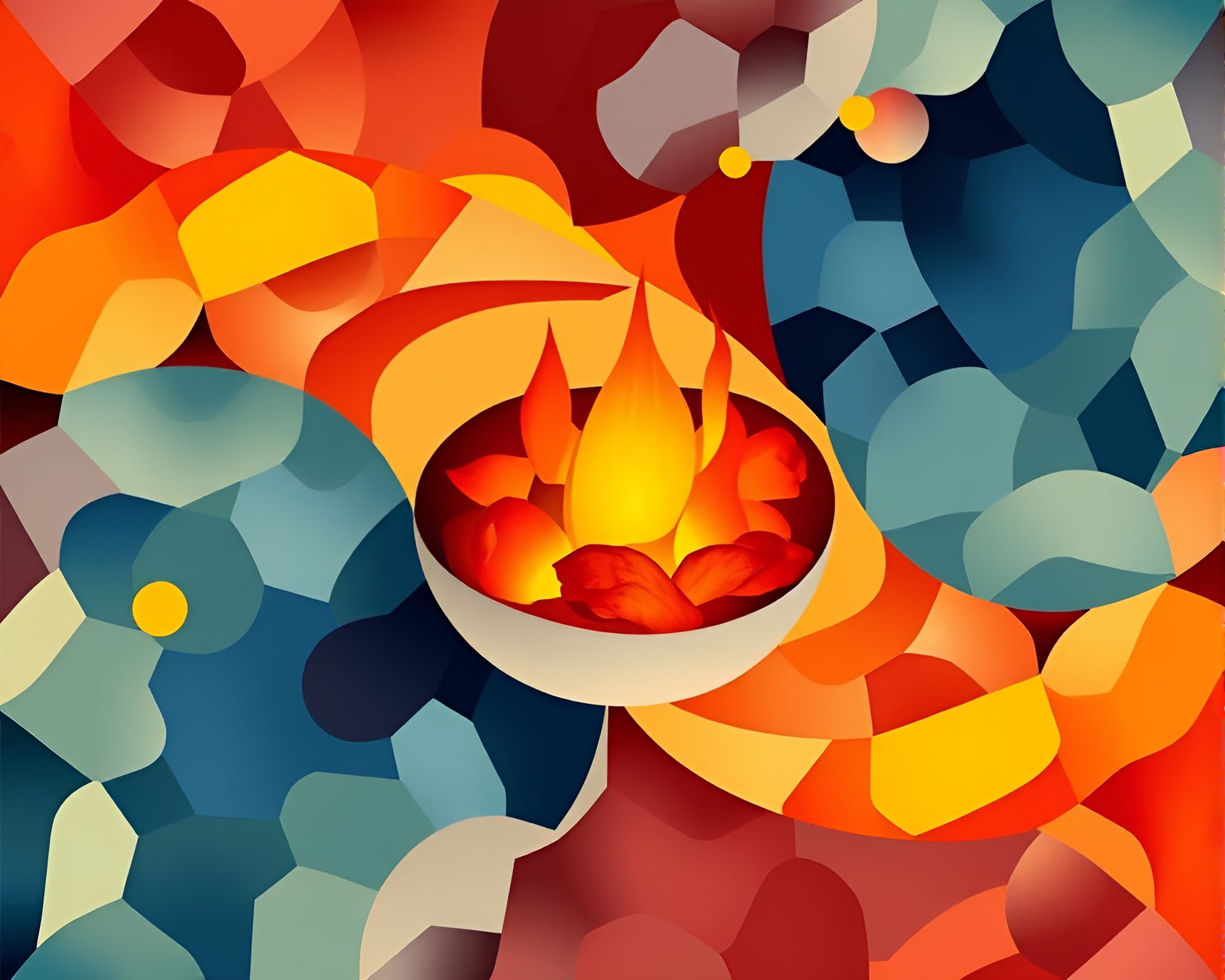 Tessellated Embers: Stencil Art Masterpiece – free AI stock image