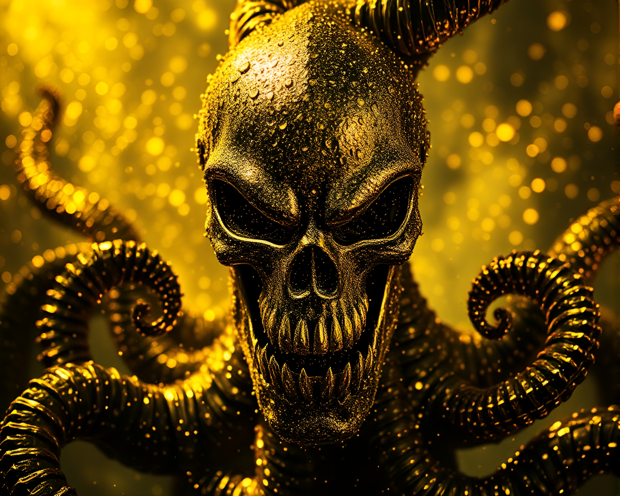 Majestic Kraken in Gold Foil Collage – free AI stock image