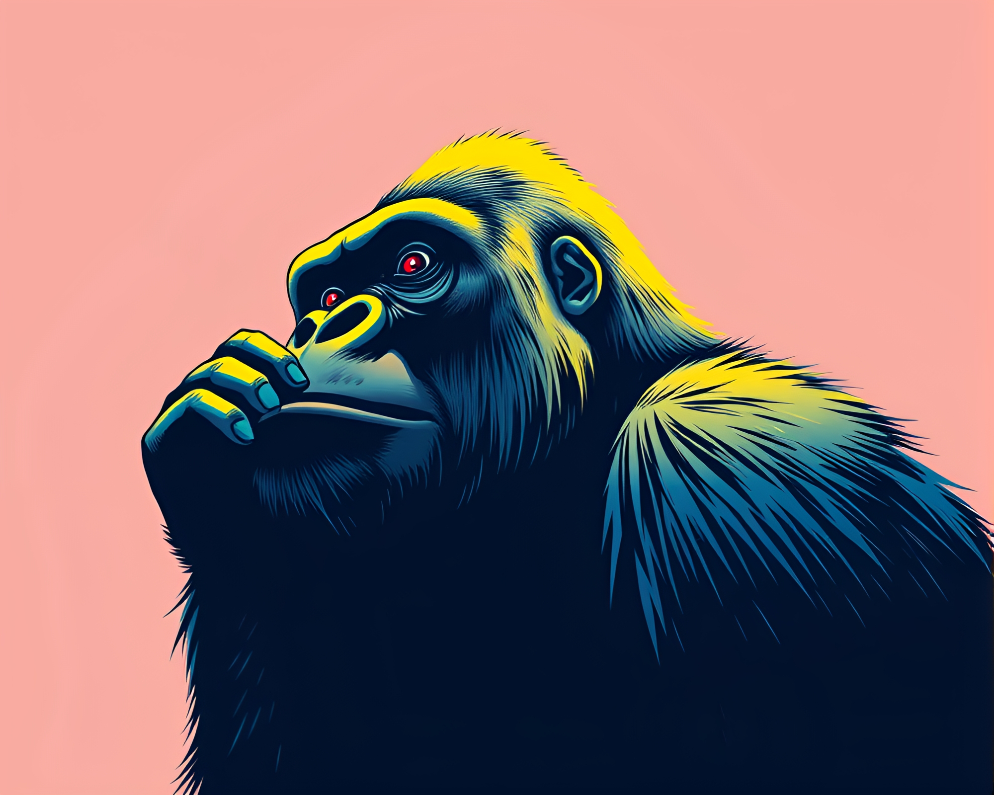 Minimalist Comic Gorilla in Rainbow Spectrum – free AI stock image