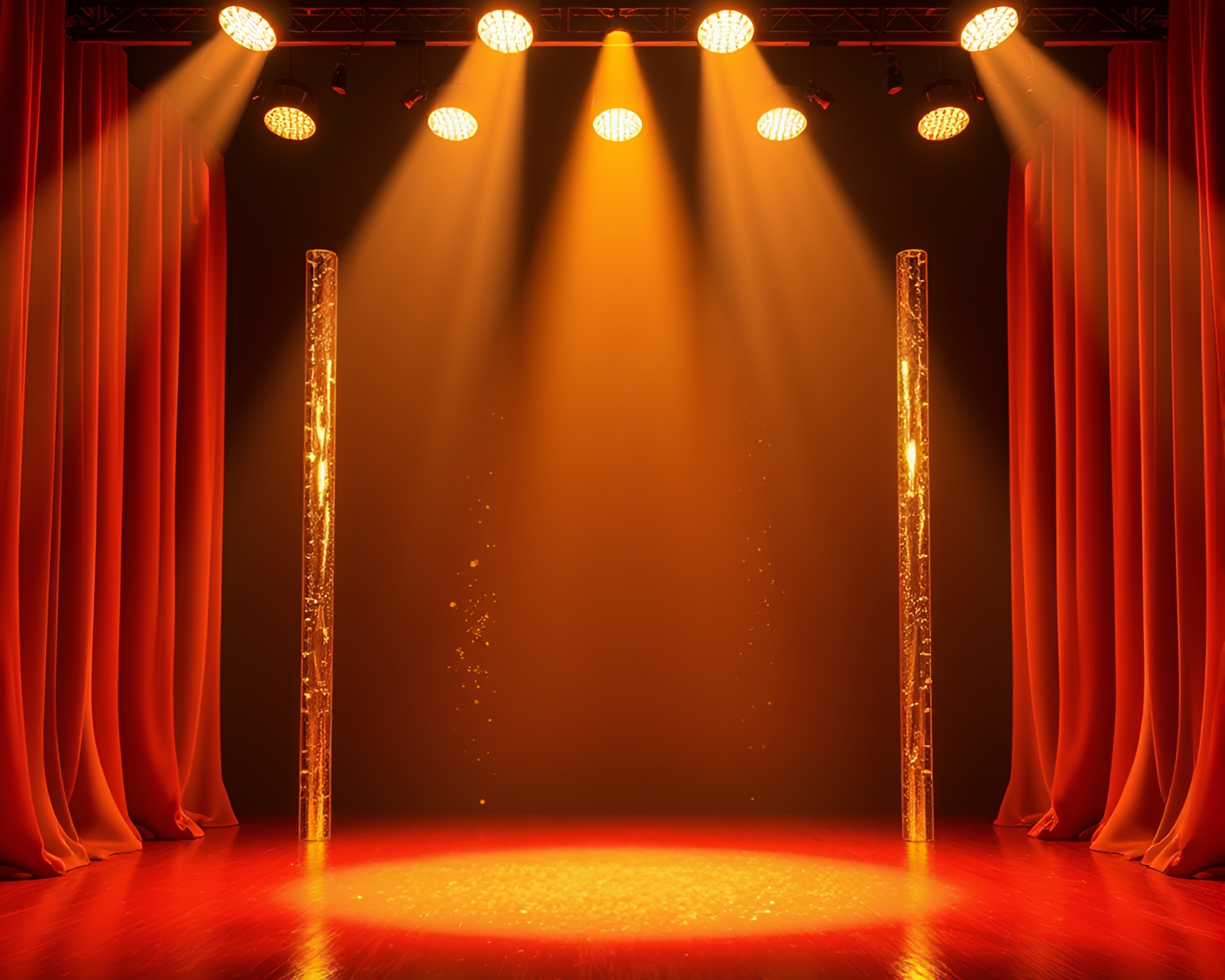 Gilded Murano Glass Sculpture in Stage Spotlight – free AI stock image