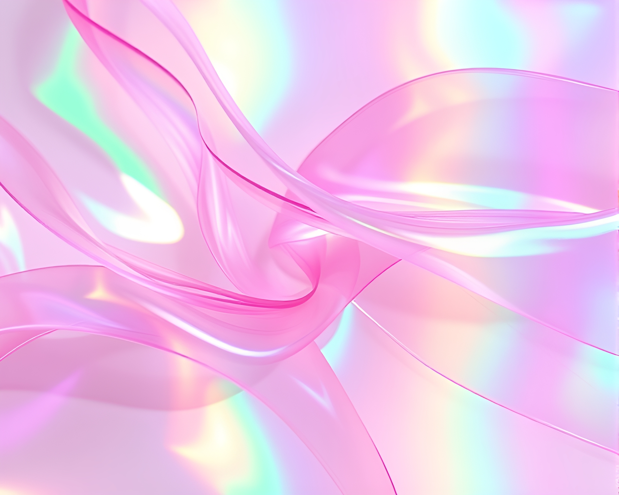 Glistening Glass Beads Entwined in Satin Ribbon Hologram – free AI stock image