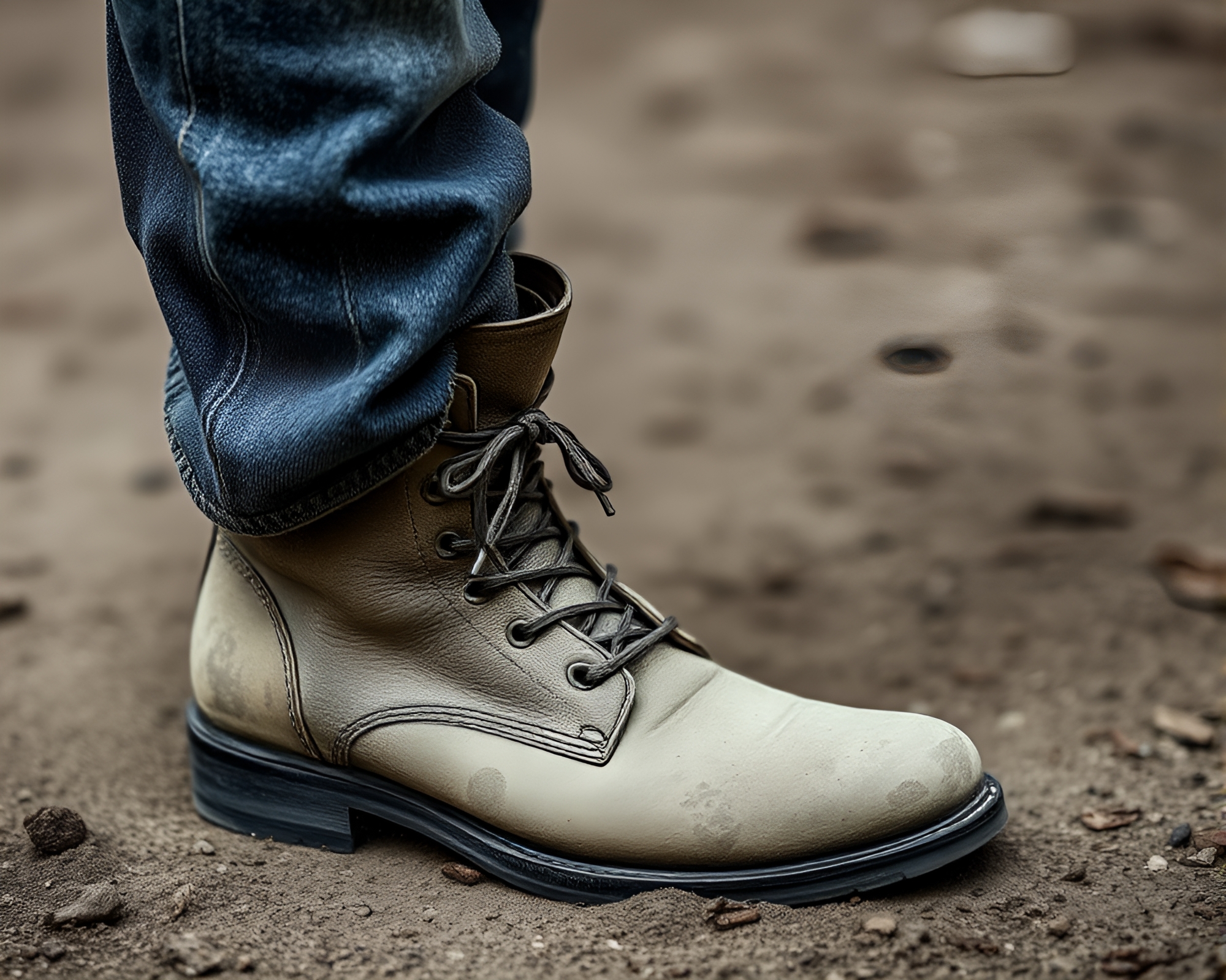 Grunge Gravity Boots in Etched Denim Twilight – free AI stock image